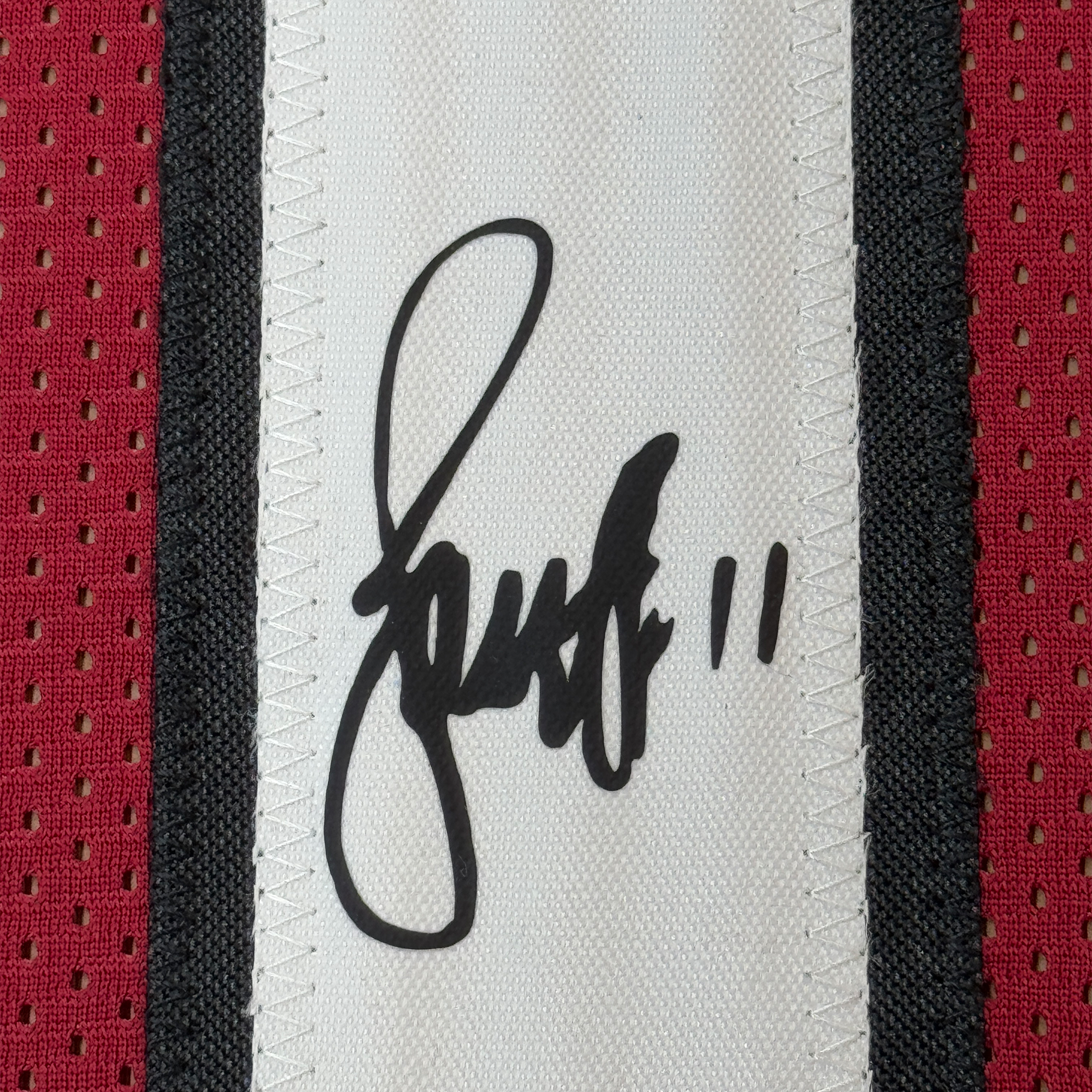 Framed Facsimile Autographed Larry Fitzgerald 35x39 Arizona Red Reprint Laser Auto Football Jersey