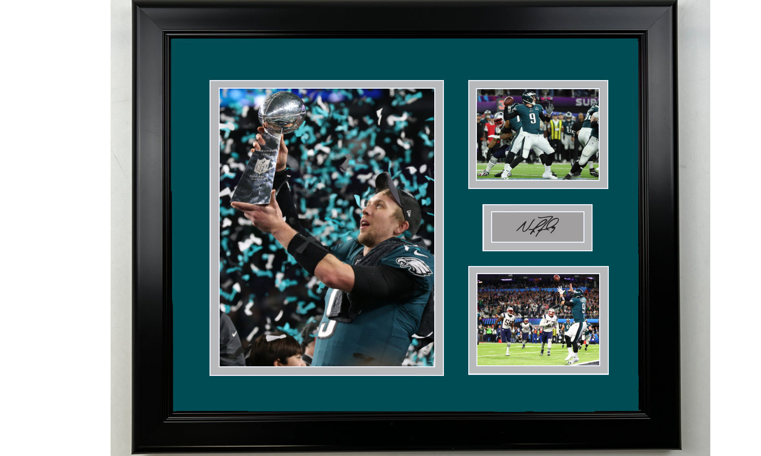 Framed Nick Foles Philadelphia Eagles Facsimile Laser Engraved Signature Football 14x11 3 Photo Collage