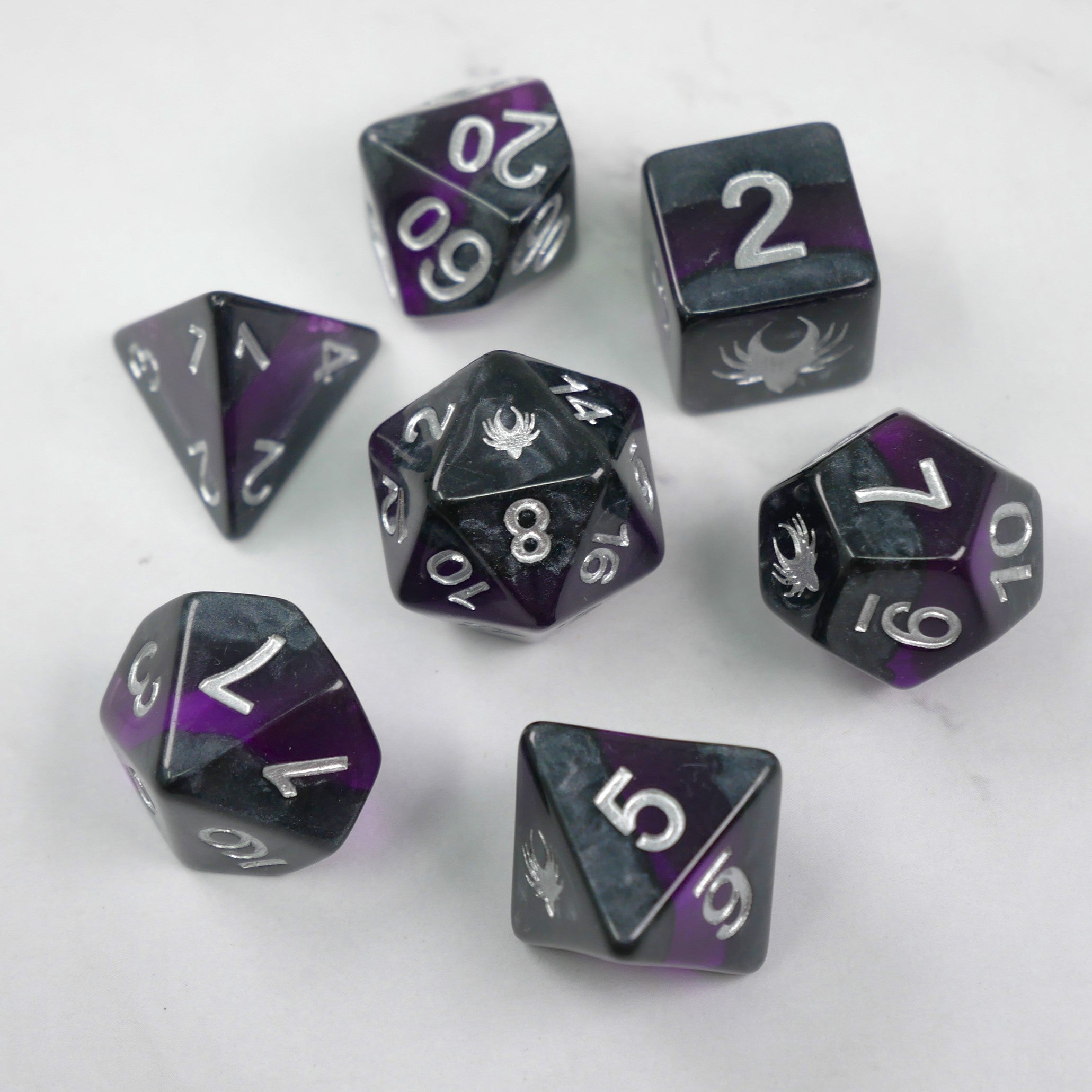 Forgotten Amethyst - 7 Piece DnD Dice Set | Acrylic RPG Gaming Dice
