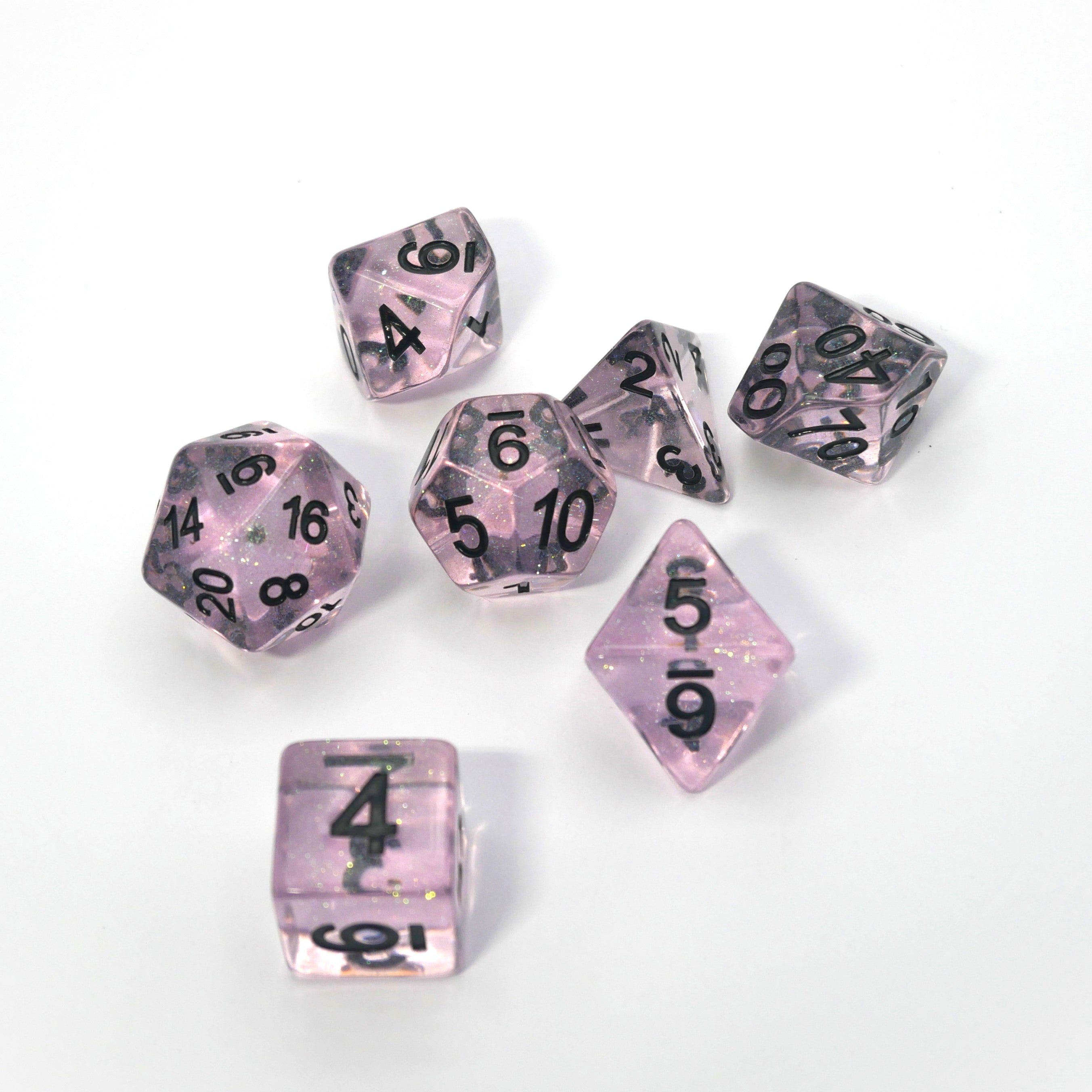 Frozen Blossom - 7 Piece DnD Dice Set | Acrylic RPG Gaming Dice