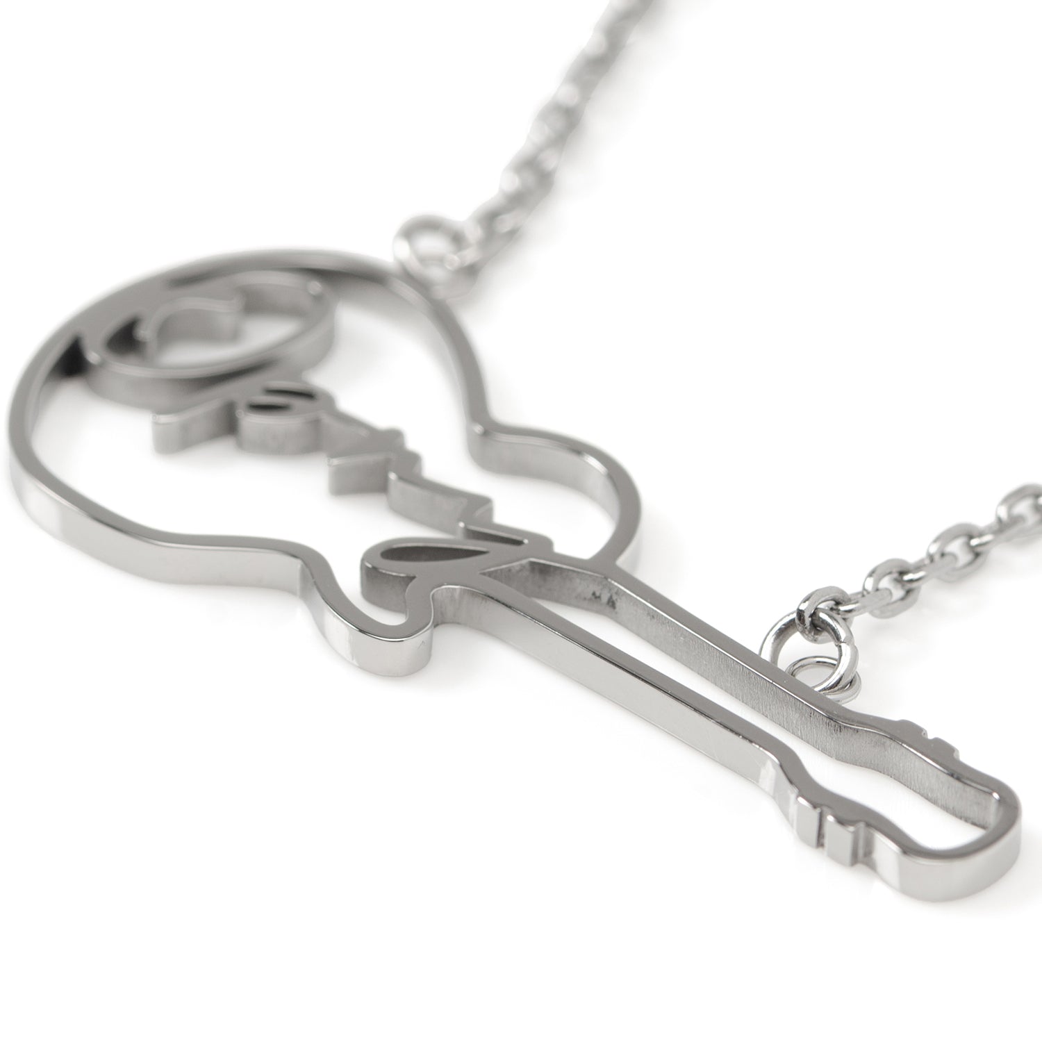 Grand Ole Opry Stainless Steel Silver Guitar Necklace