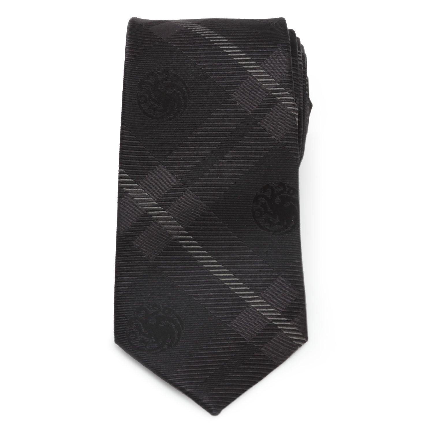 Game of Thrones Targaryen Dragon Black Plaid Silk Men's Tie
