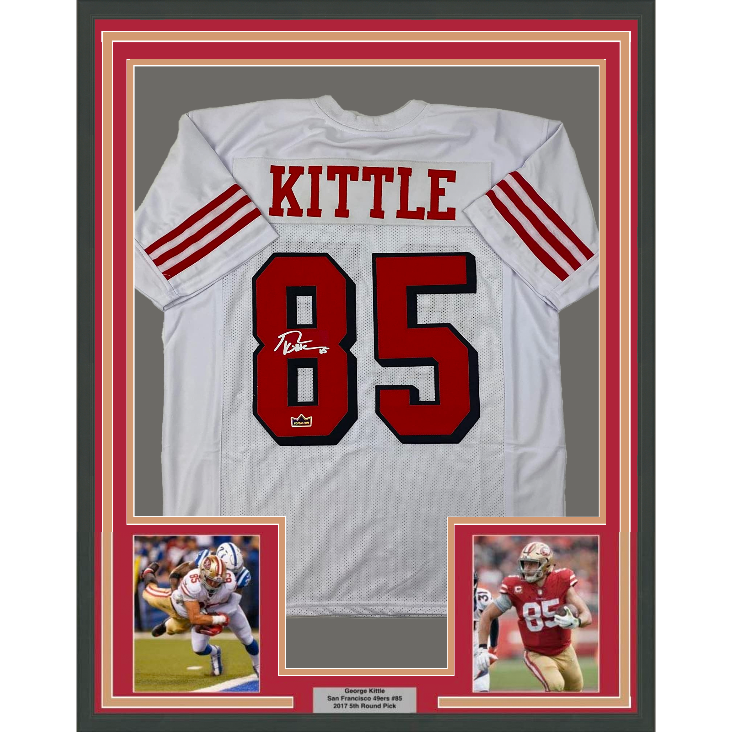 Framed Facsimile Autographed George Kittle 35x39 San Francisco White Alternate Reprint Laser Auto Football Jersey Size Men's XL