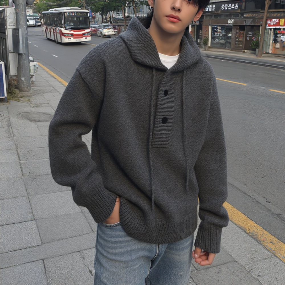 Mens Hooded Pull Over Sweater