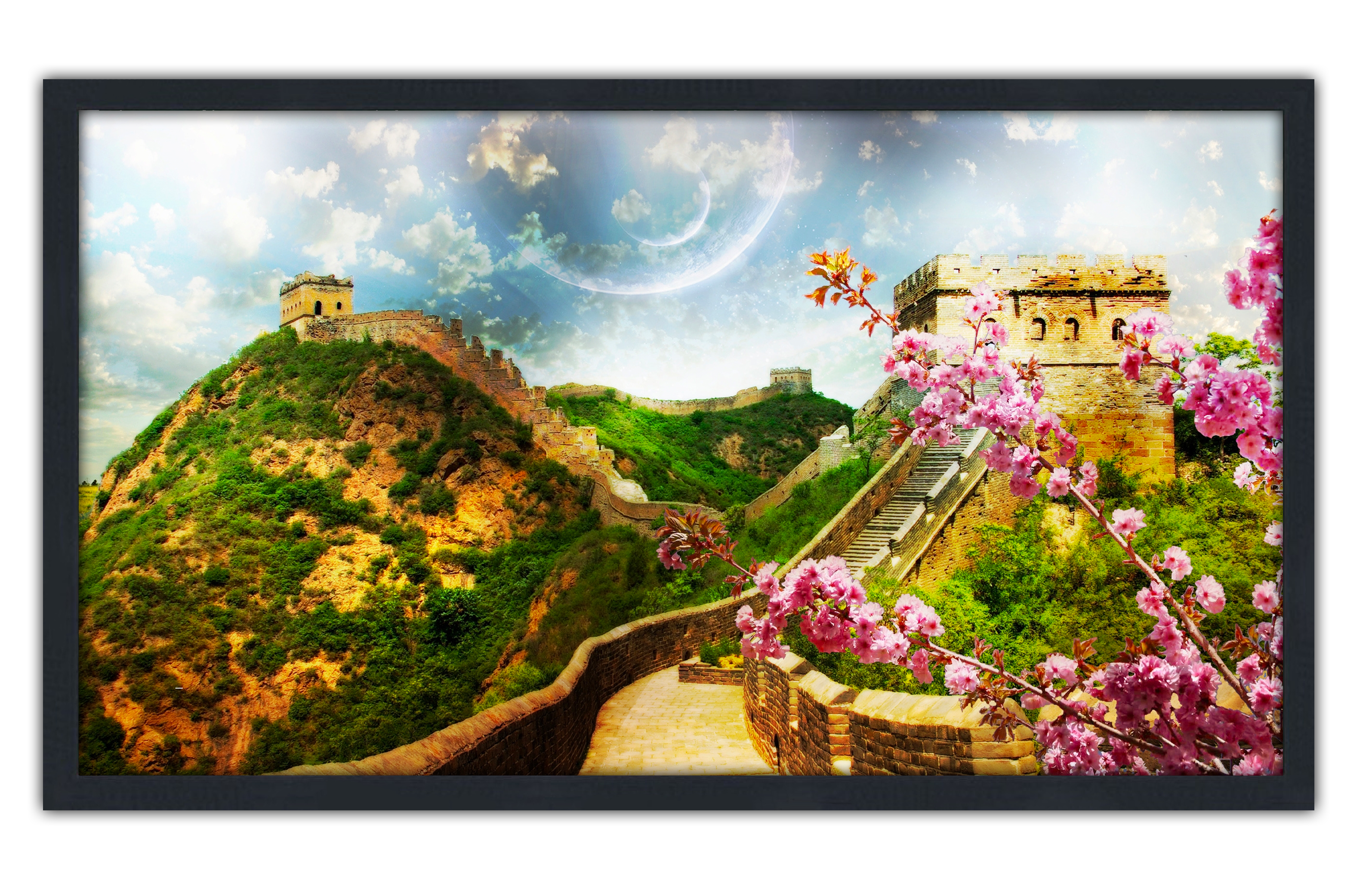 Professionally Framed The Great Wall of China Skyline High-Resolution Panoramic Photo 12x22 Wall Art