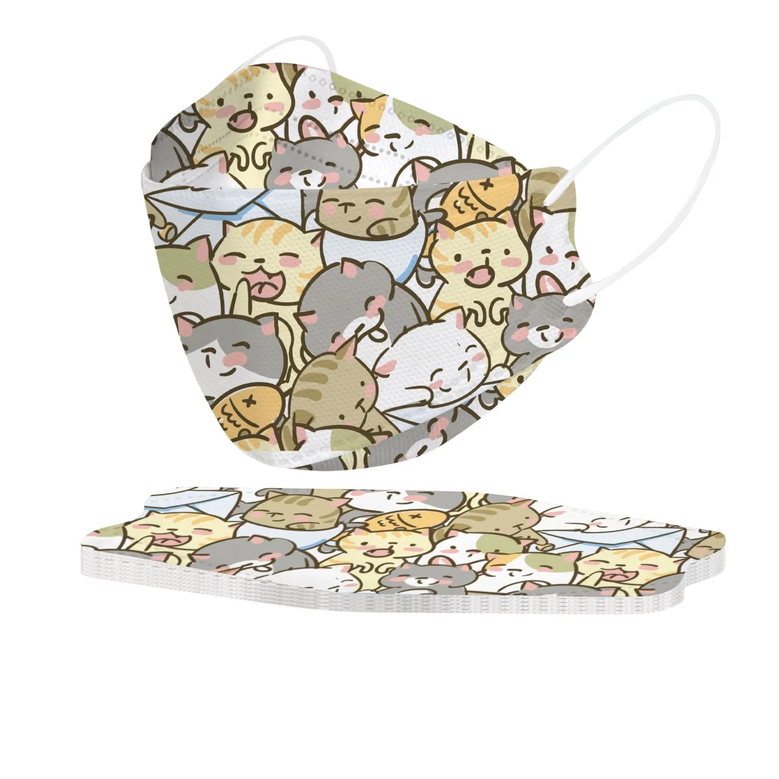 Kids KN95 Masks – Cartoon Dinosaur, Cat, and Rainbow Prints – 4-Ply Breathable