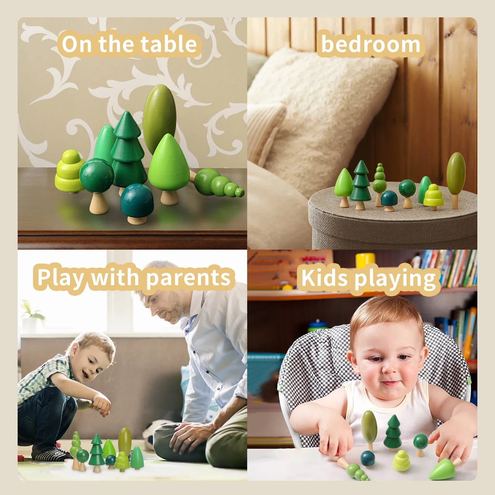 Wooden Tree Stacking Toy – Pretend Play Game for Kids