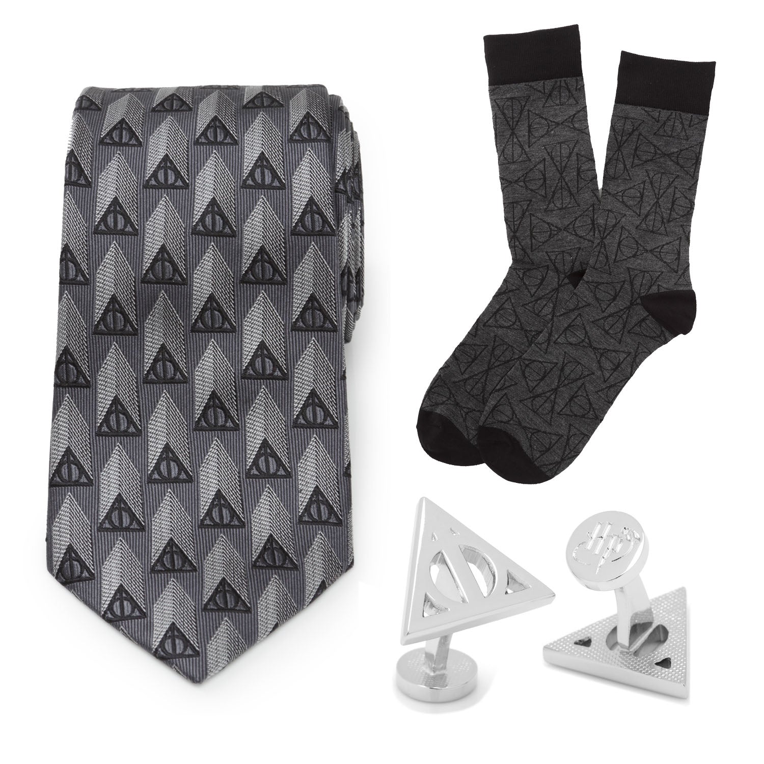 Harry Potter Deathly Hallows Gray Necktie Gift Set
