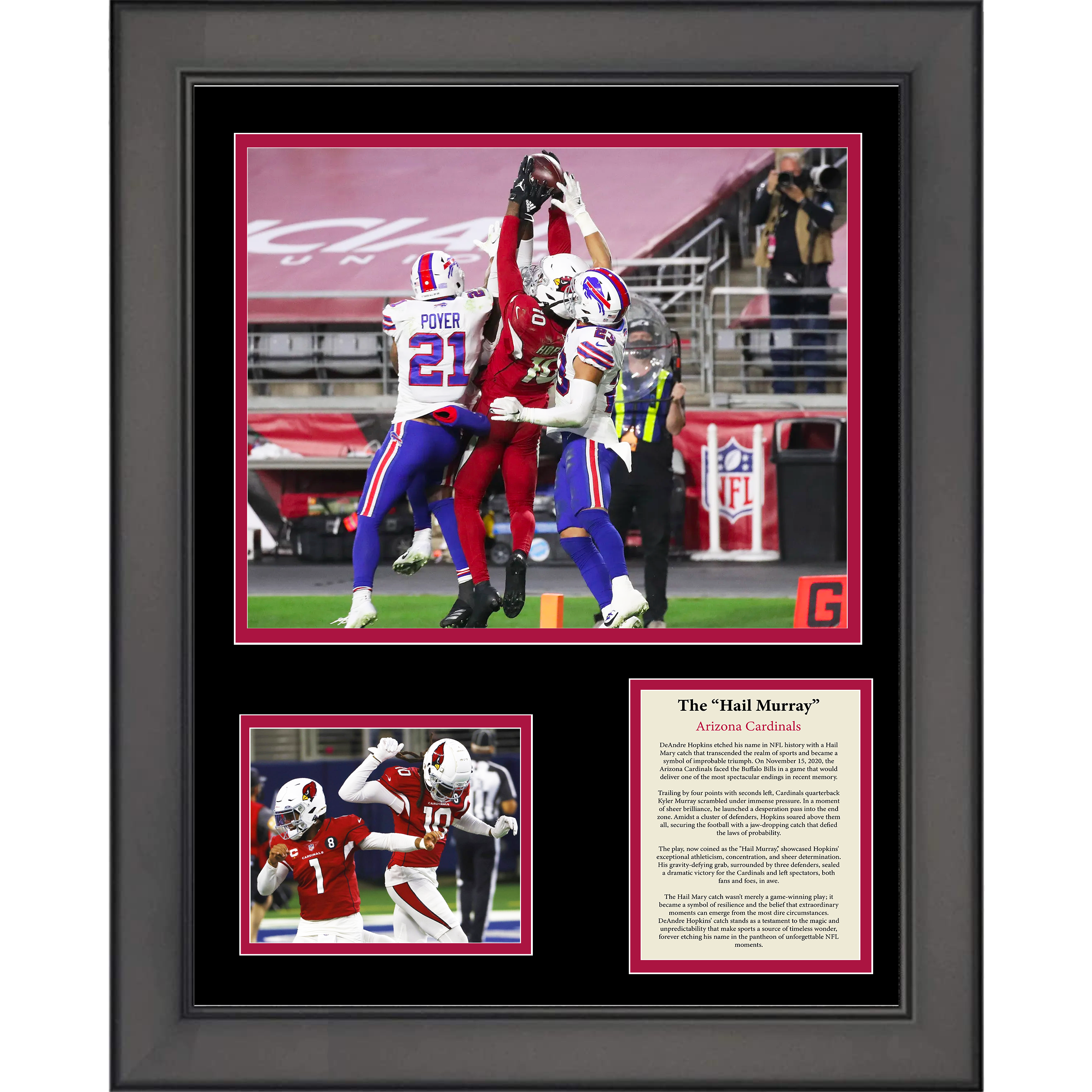 Framed The Hail Murray Kyler Murray & DeAndre Hopkins Catch Arizona Cardinals Football 11"x14" Three Photo Collage