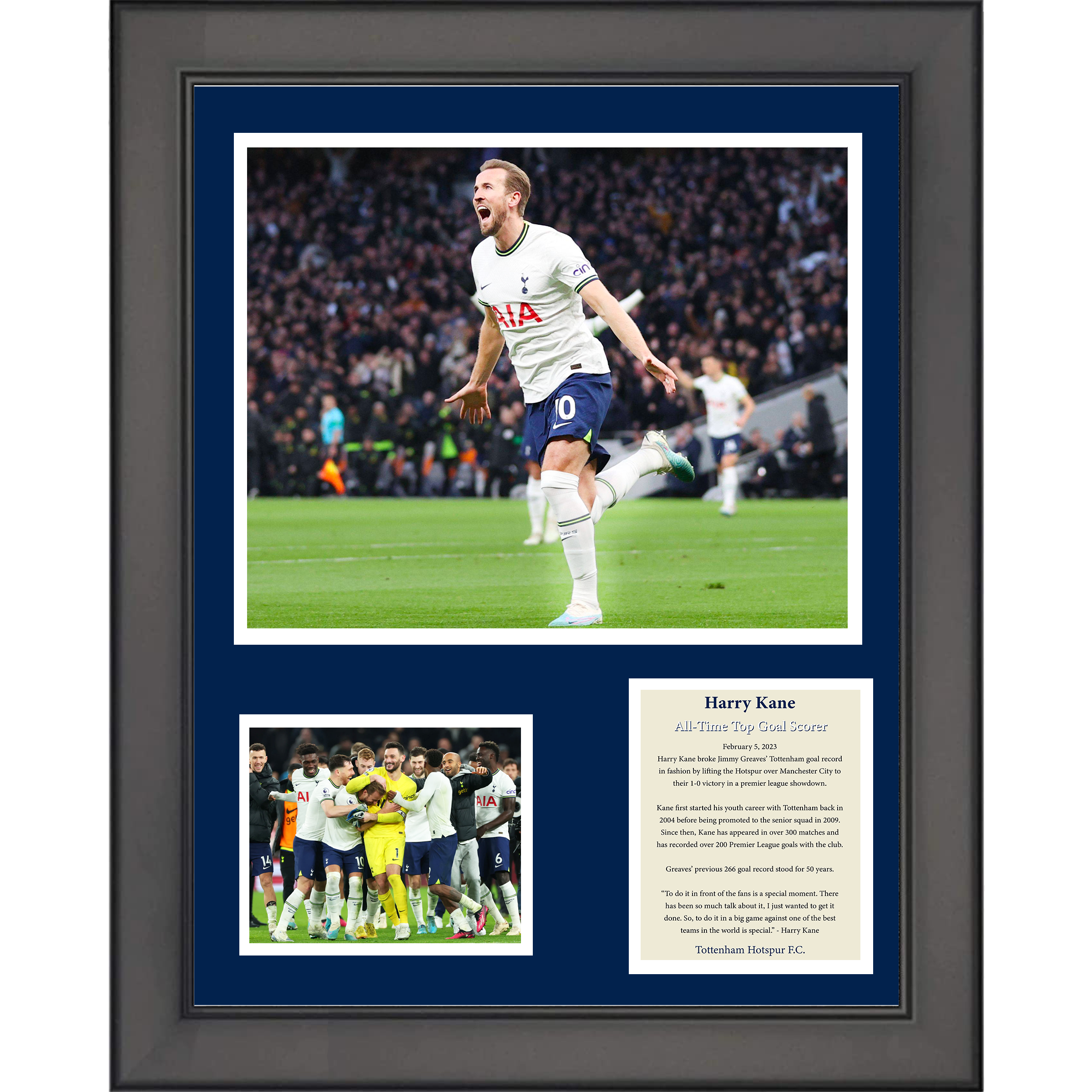 Framed Harry Kane Goal Record Soccer Futbol 11"x14" Three Photo Collage