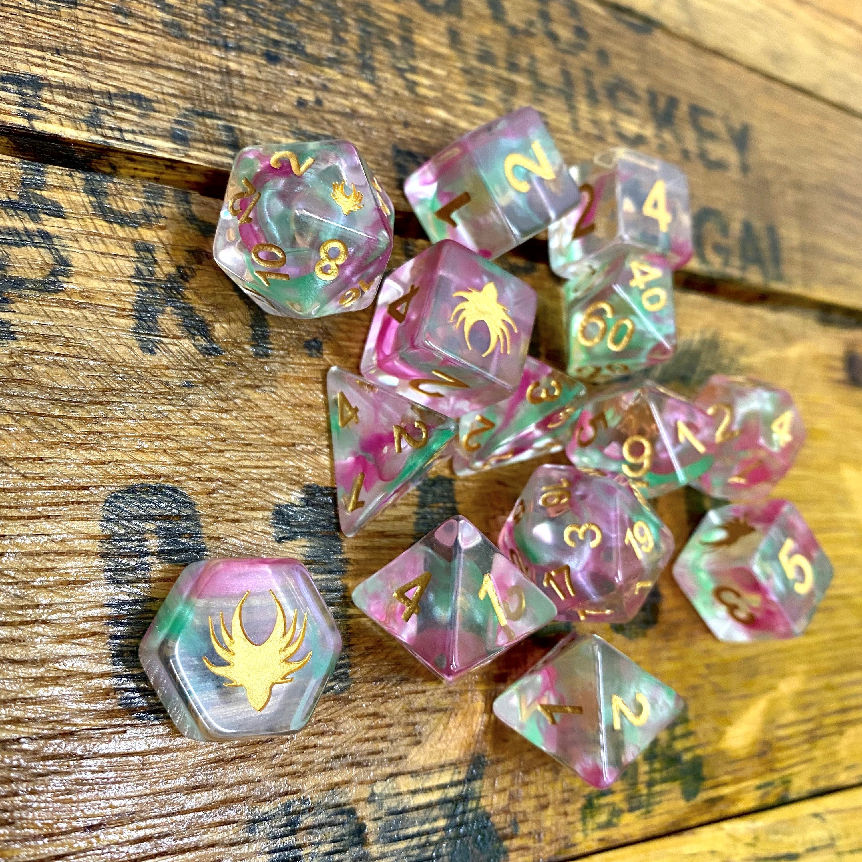 Hedronic Serenity - 14 Piece DnD Dice Set | Acrylic RPG Gaming Dice
