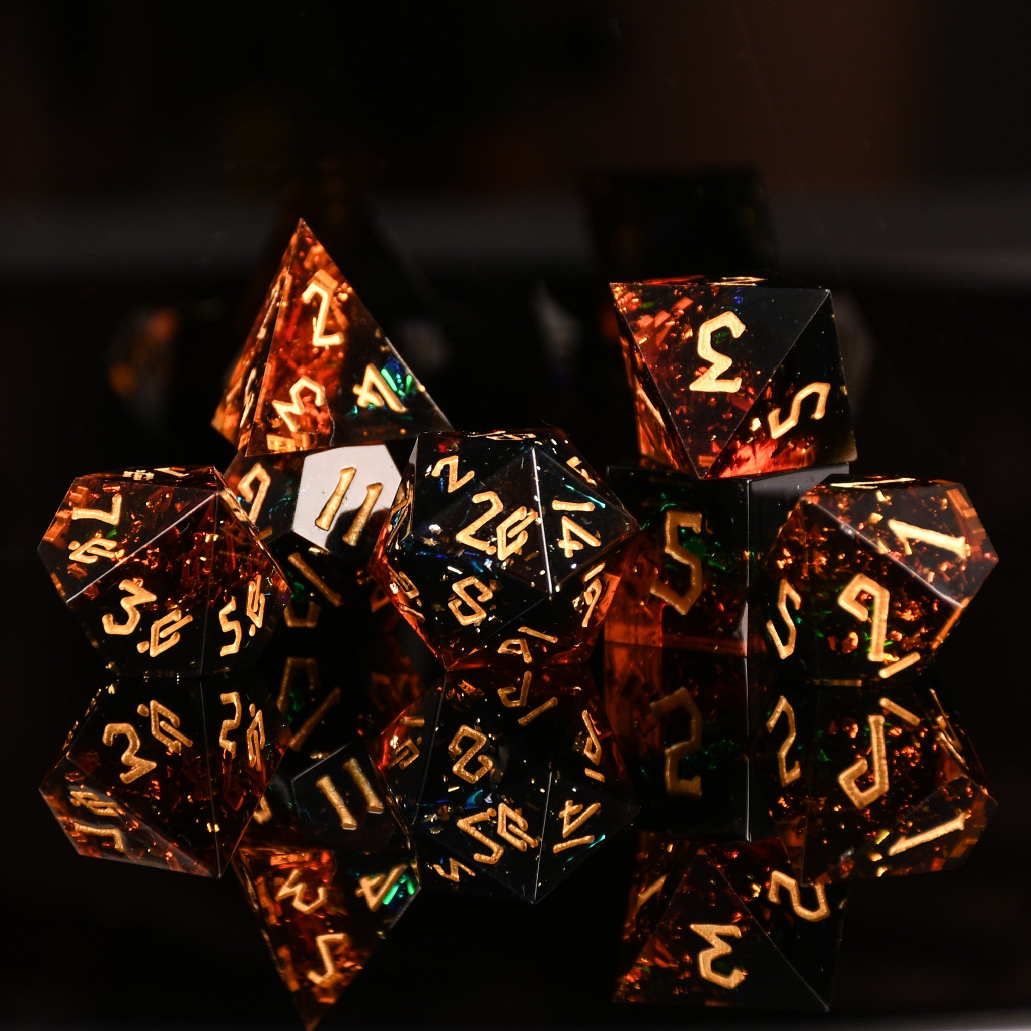 Hellish Rebuke Sharp-Edged Resin Dice Set
