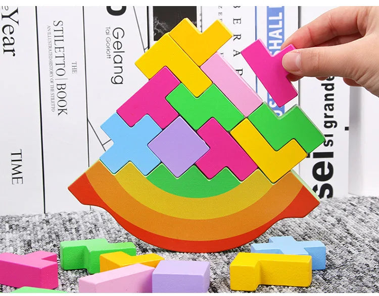 Wooden Moon Balancing Game – Educational Stacking Toy for Kids