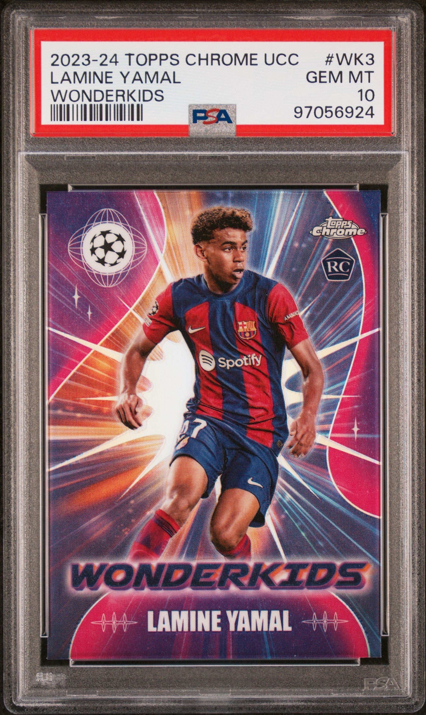 Graded 2023 Topps Chrome UCC Lamine Yamal #WK3 Wonderkids Rookie RC So Graded 2023 Topps Chrome UCC Lamine Yamal #WK3 Wonderkids Rookie RC So