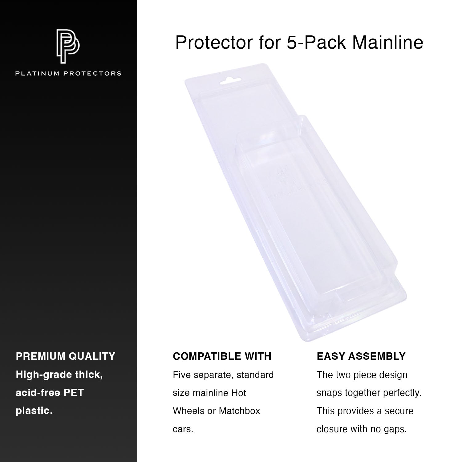 Platinum Protectors for 5-Pack of Hot Wheels Mainline 5 Individual Cars