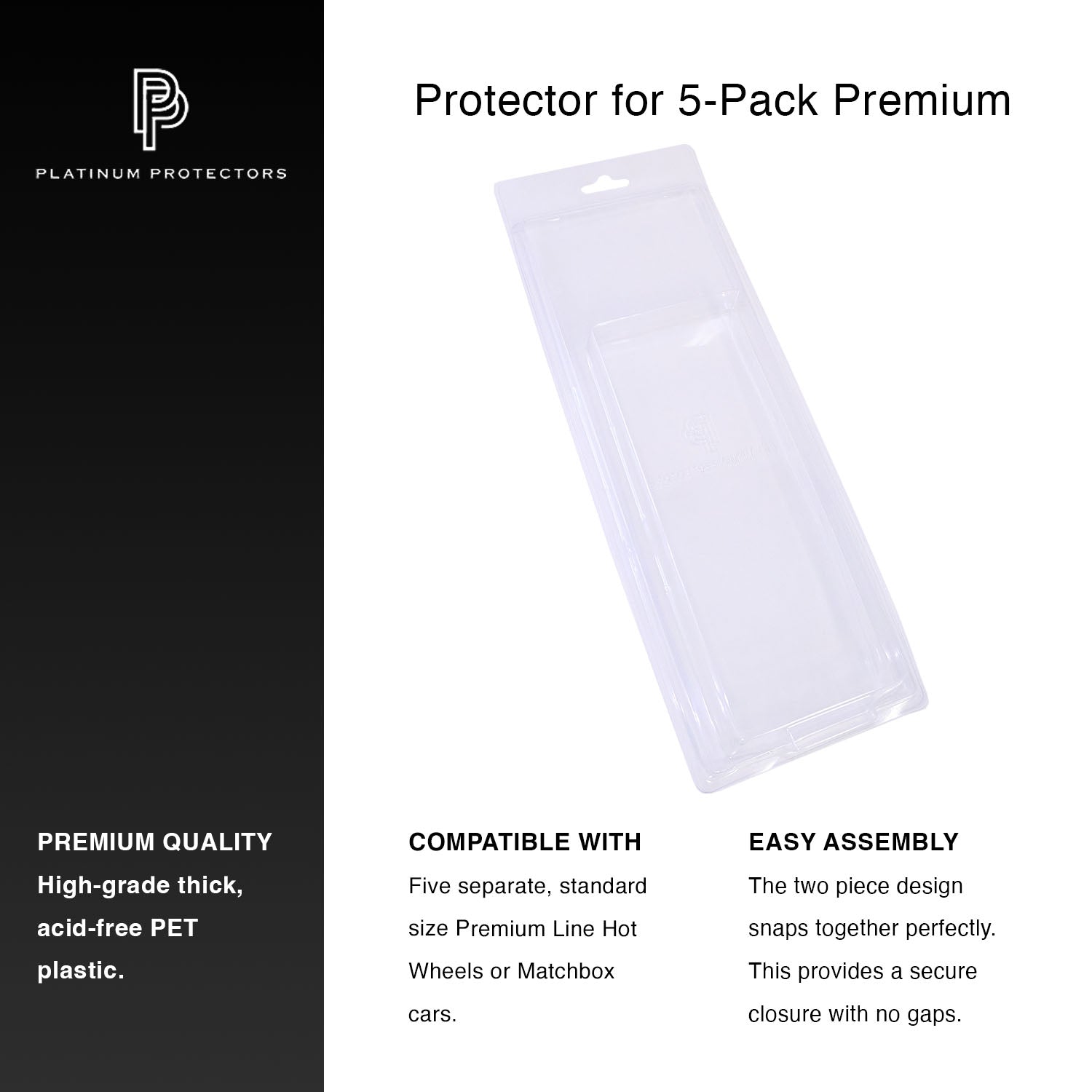 Platinum Protectors for 5-Pack of Hot Wheels Premium 5 Individual Cars