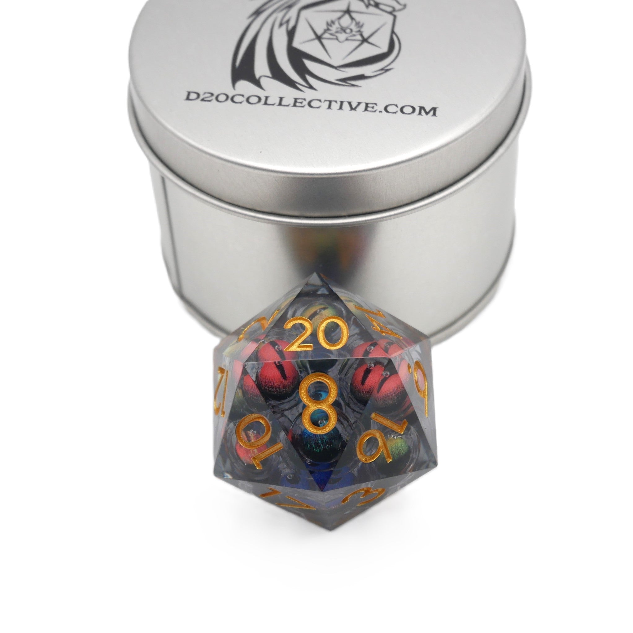 Hydra's Eyes | Giant D20 Moving Eye DnD Dice | Acrylic RPG Gaming Dice