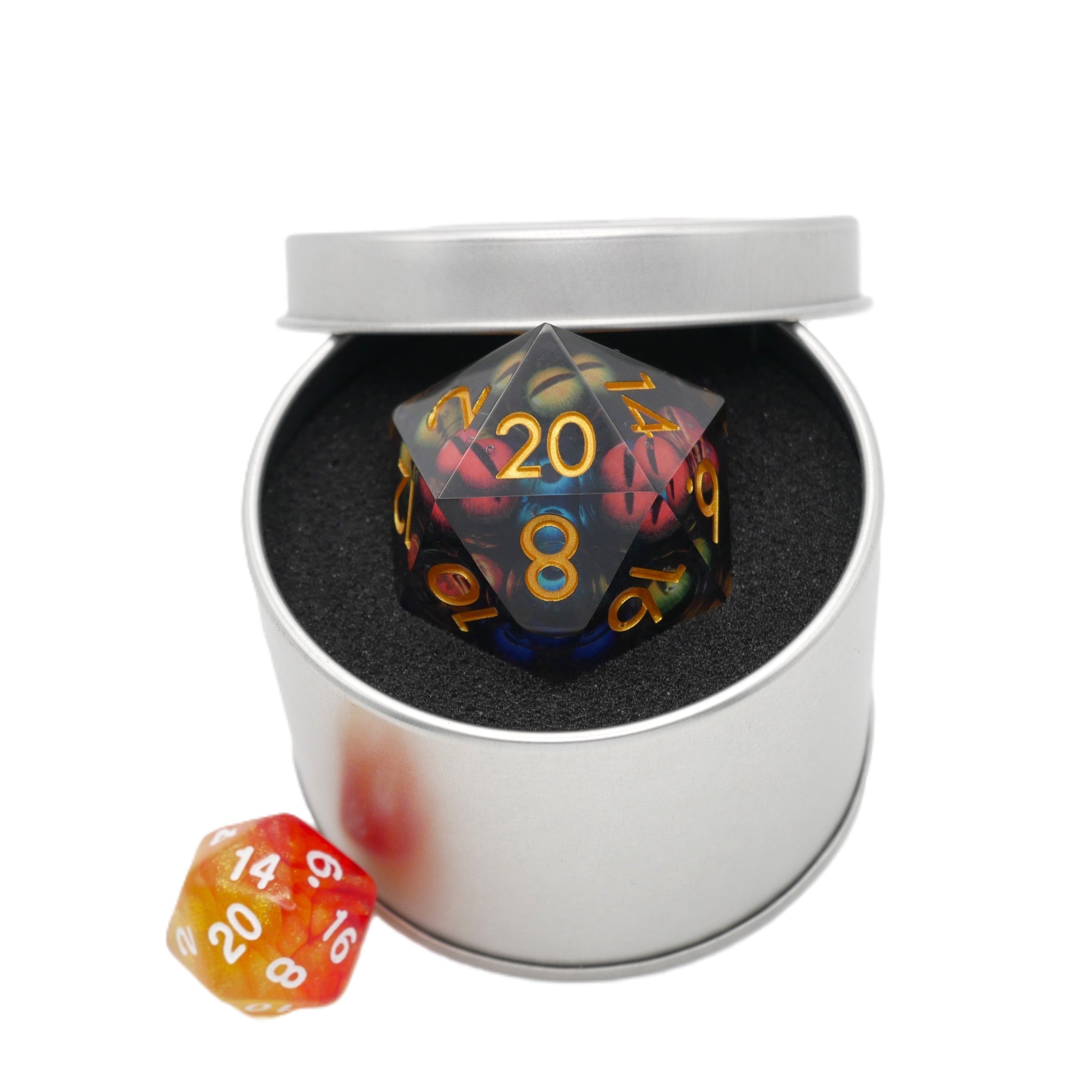 Hydra's Eyes | Giant D20 Moving Eye DnD Dice | Acrylic RPG Gaming Dice