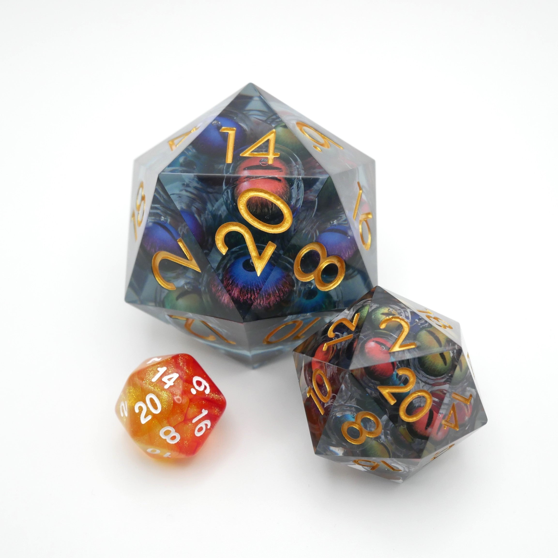 Hydra's Eyes | Giant D20 Moving Eye DnD Dice | Acrylic RPG Gaming Dice