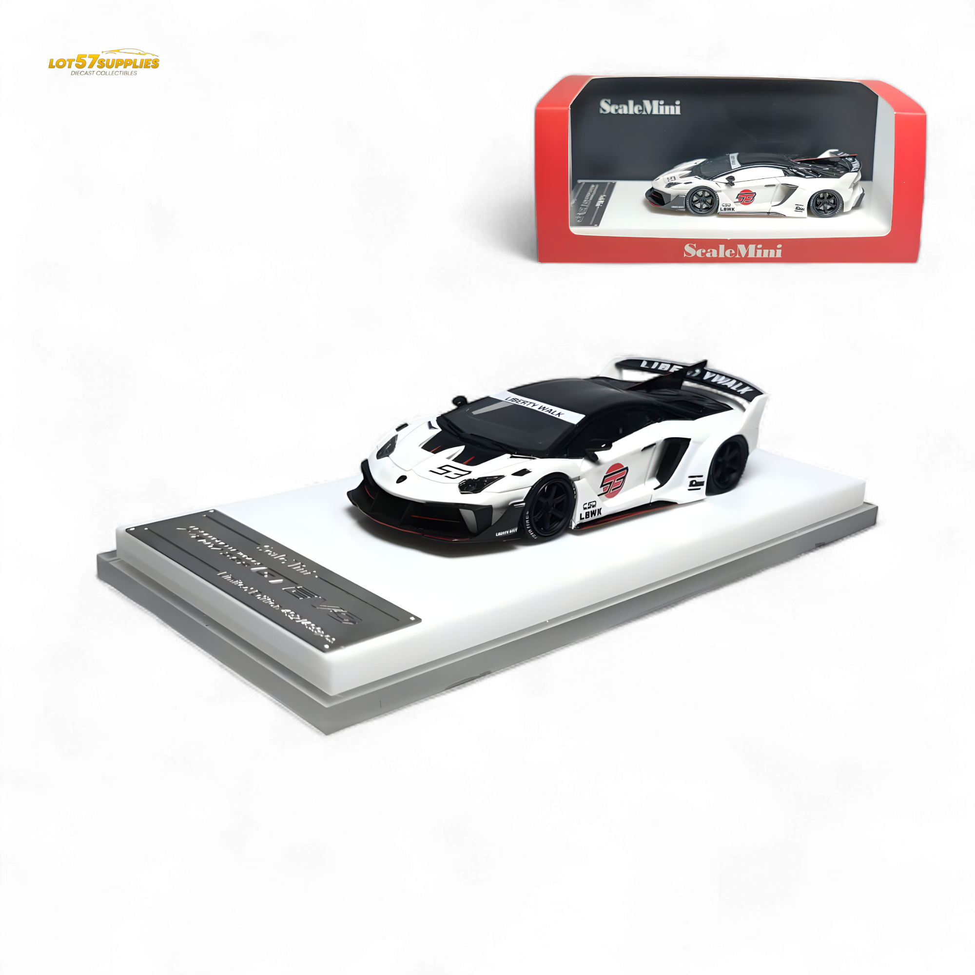 ScaleMini Lamborghini Aventador GT EVO LBWK LB-Silhouette Works in White Limited to 499 Pcs 1:64 Resin