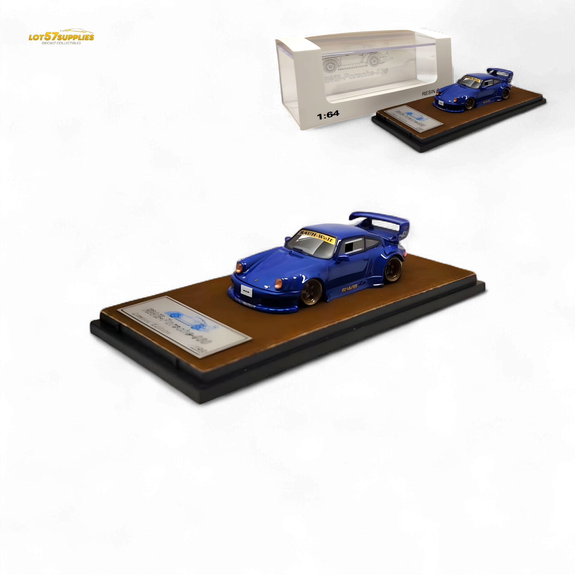 QIDIAN Porsche RWB 930 GT Wing in Blue Resin Model 1:64