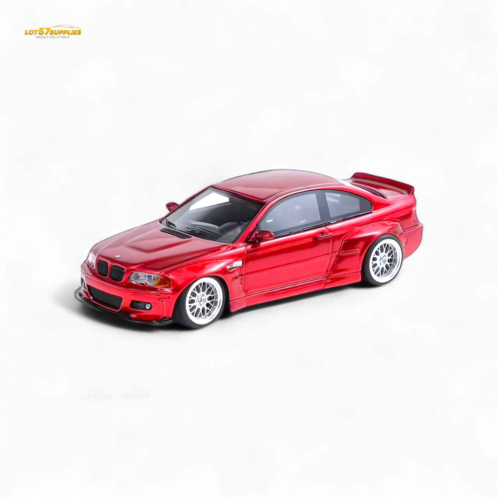 FLAME BMW M3 E46 Widebody Pandem in Metallic Red Resin 1:64
