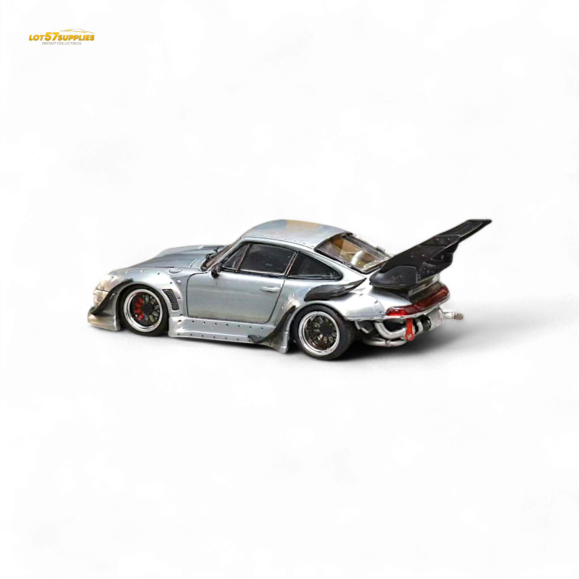 Street Weapon Porsche RWB 993 Raw Varnish Color High Wing 1:64