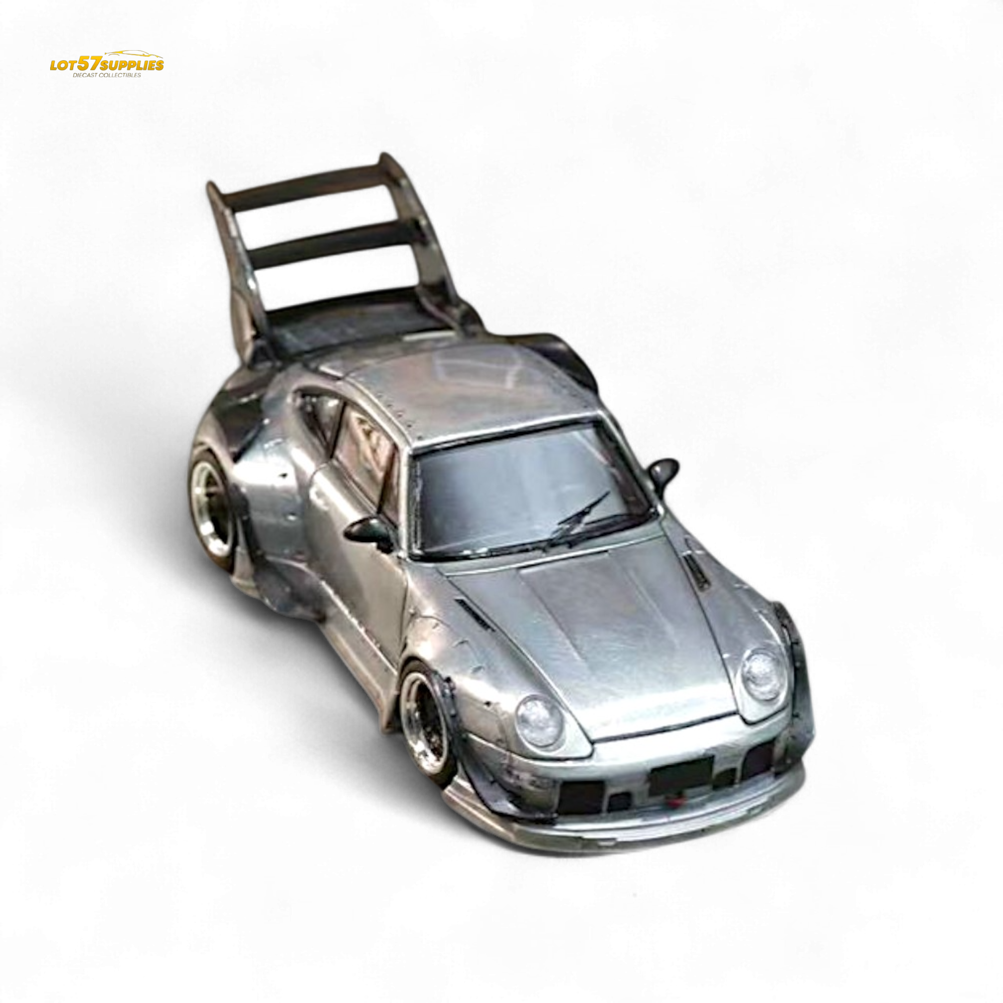 Street Weapon Porsche RWB 993 Raw Varnish Color High Wing 1:64