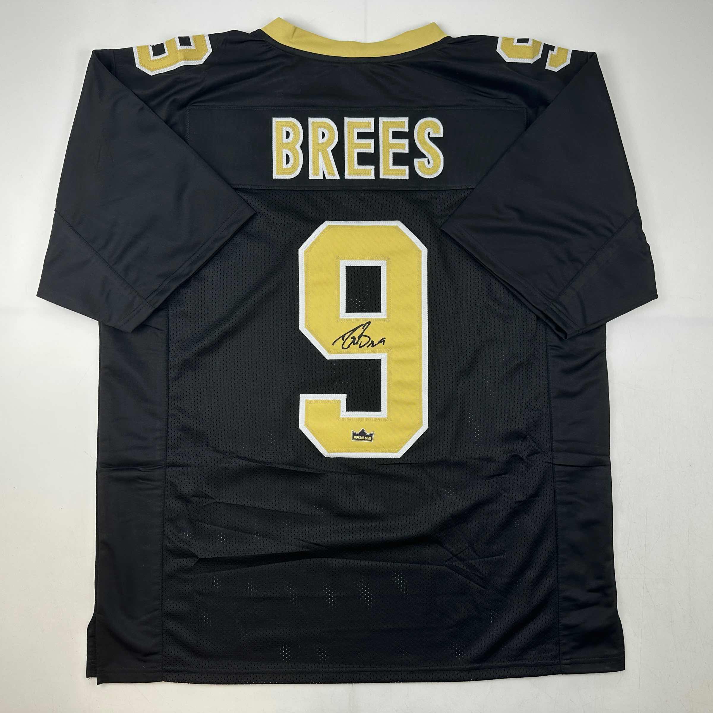 Facsimile Autographed Drew Brees New Orleans Black Reprint Laser Auto Football Jersey Size Men's XL
