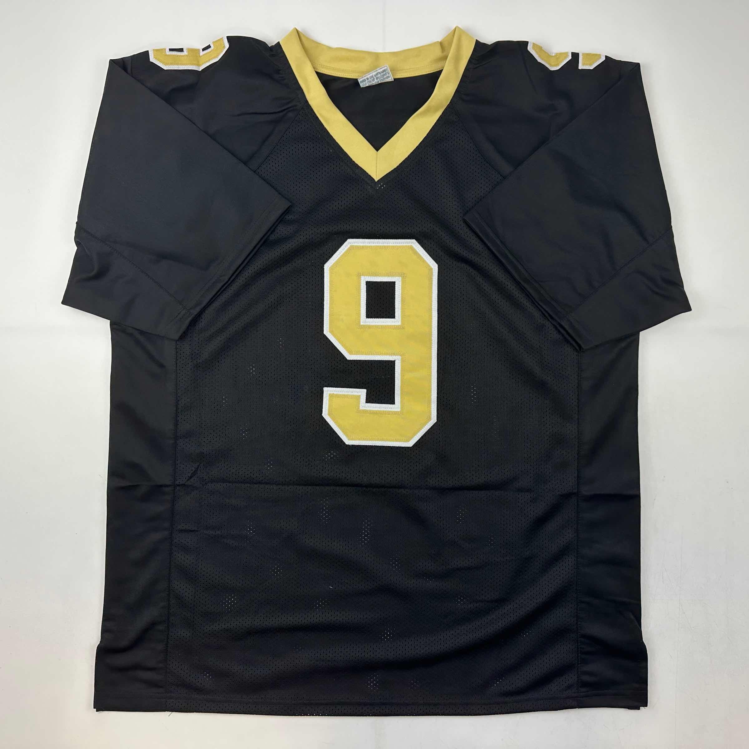 Facsimile Autographed Drew Brees New Orleans Black Reprint Laser Auto Football Jersey Size Men's XL