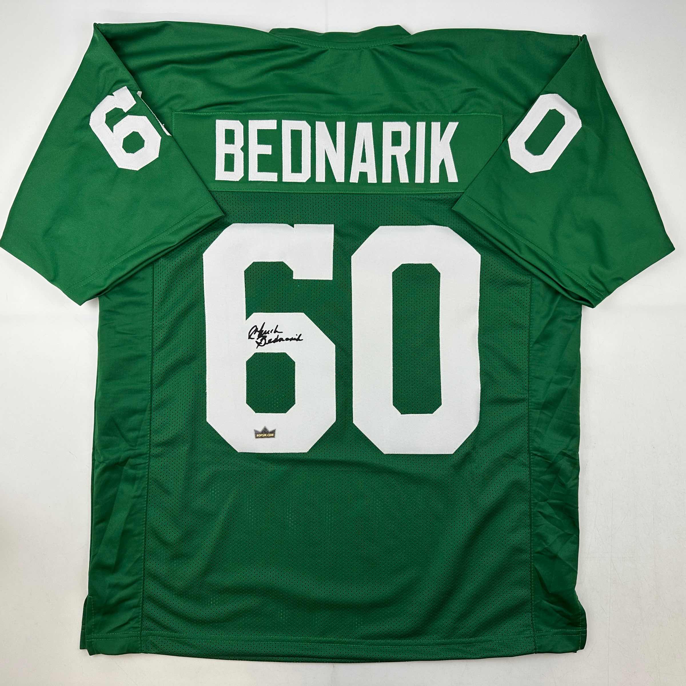 Facsimile Autographed Chuck Bednarik Philadelphia Kelly Green Reprint Laser Auto Football Jersey Size Men's XL