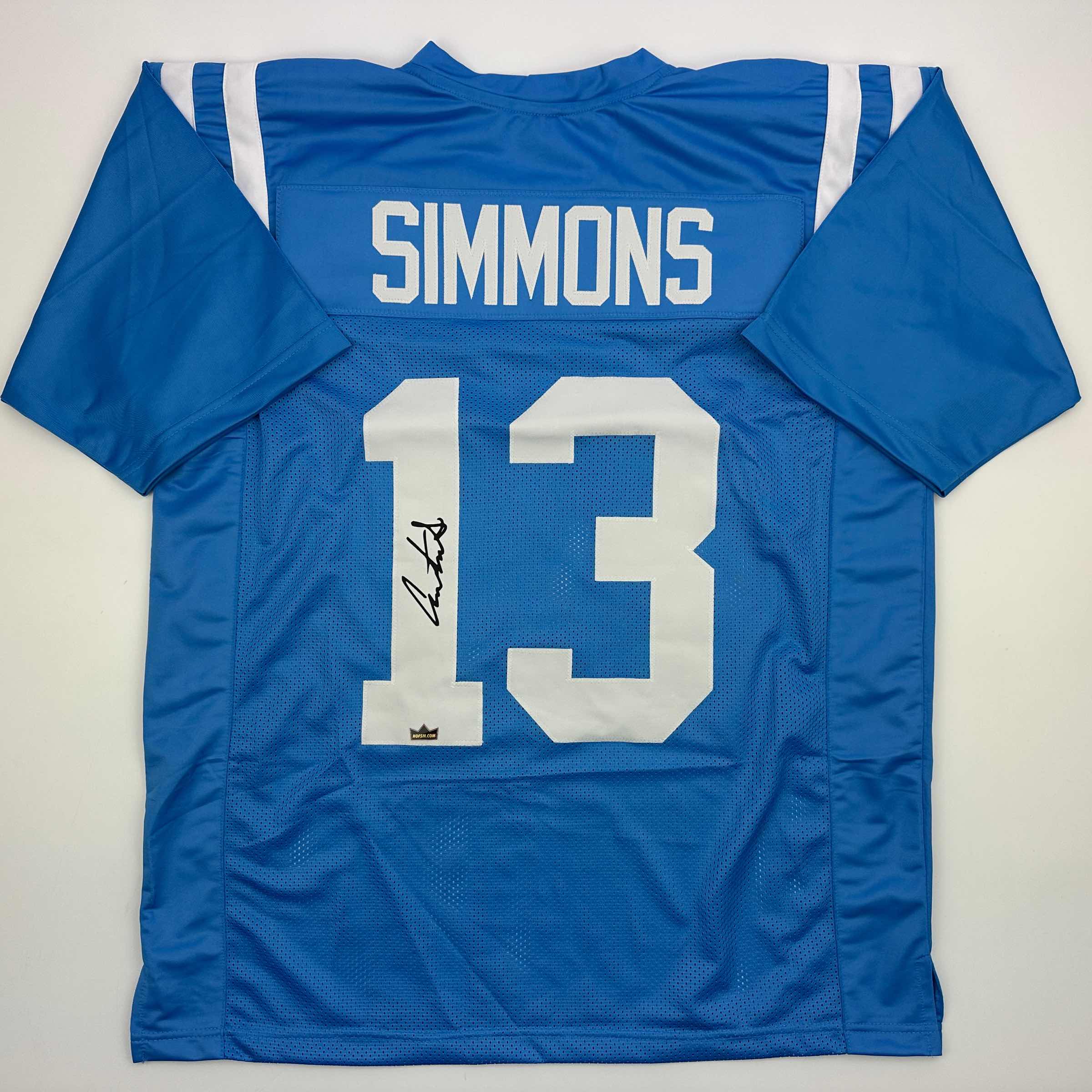 Facsimile Autographed Austin Simmons Ole Miss Blue Reprint Laser Auto College Football Jersey Size Men's XL