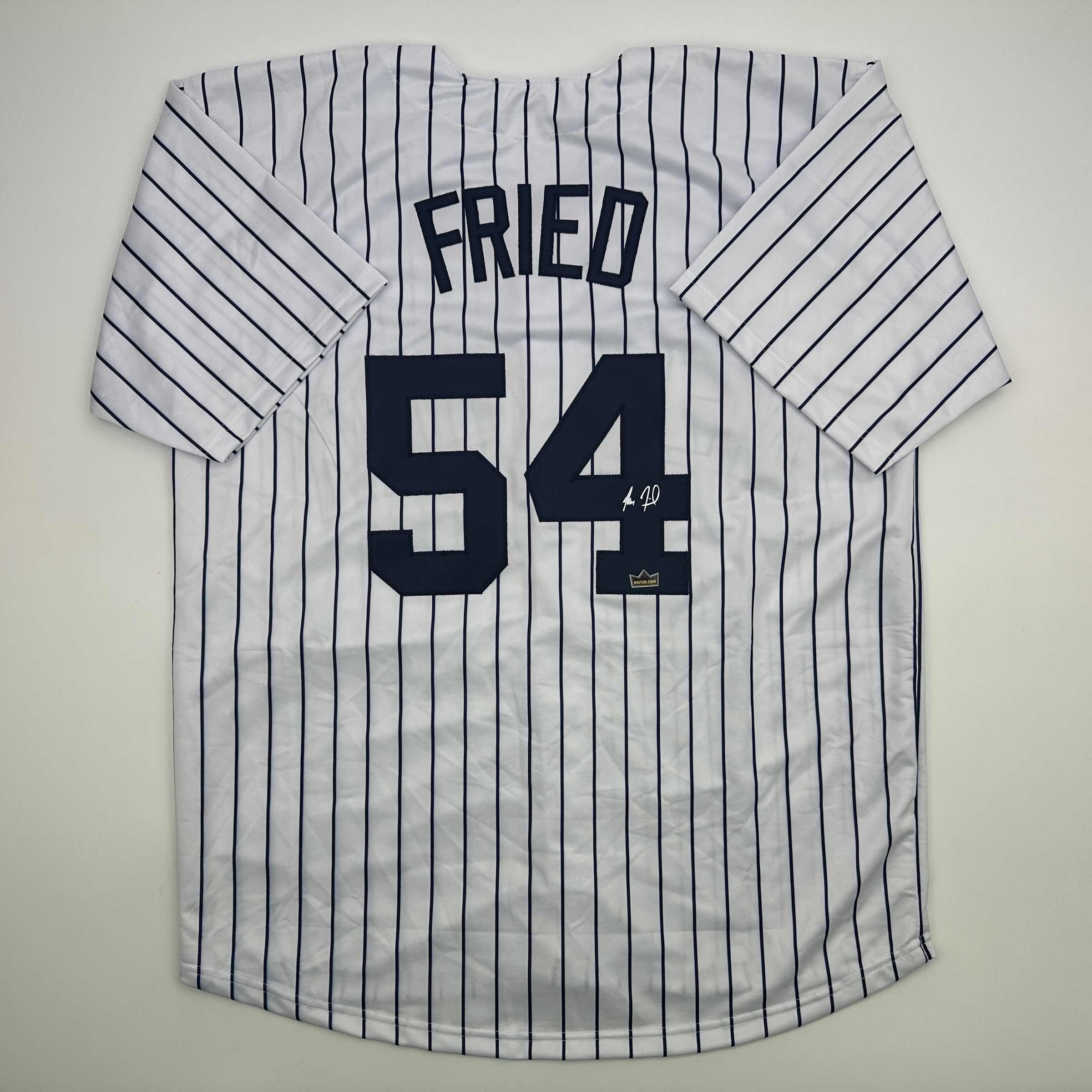 Facsimile Autographed Max Fried New York Pinstripe Reprint Laser Auto Baseball Jersey Size Men's XL