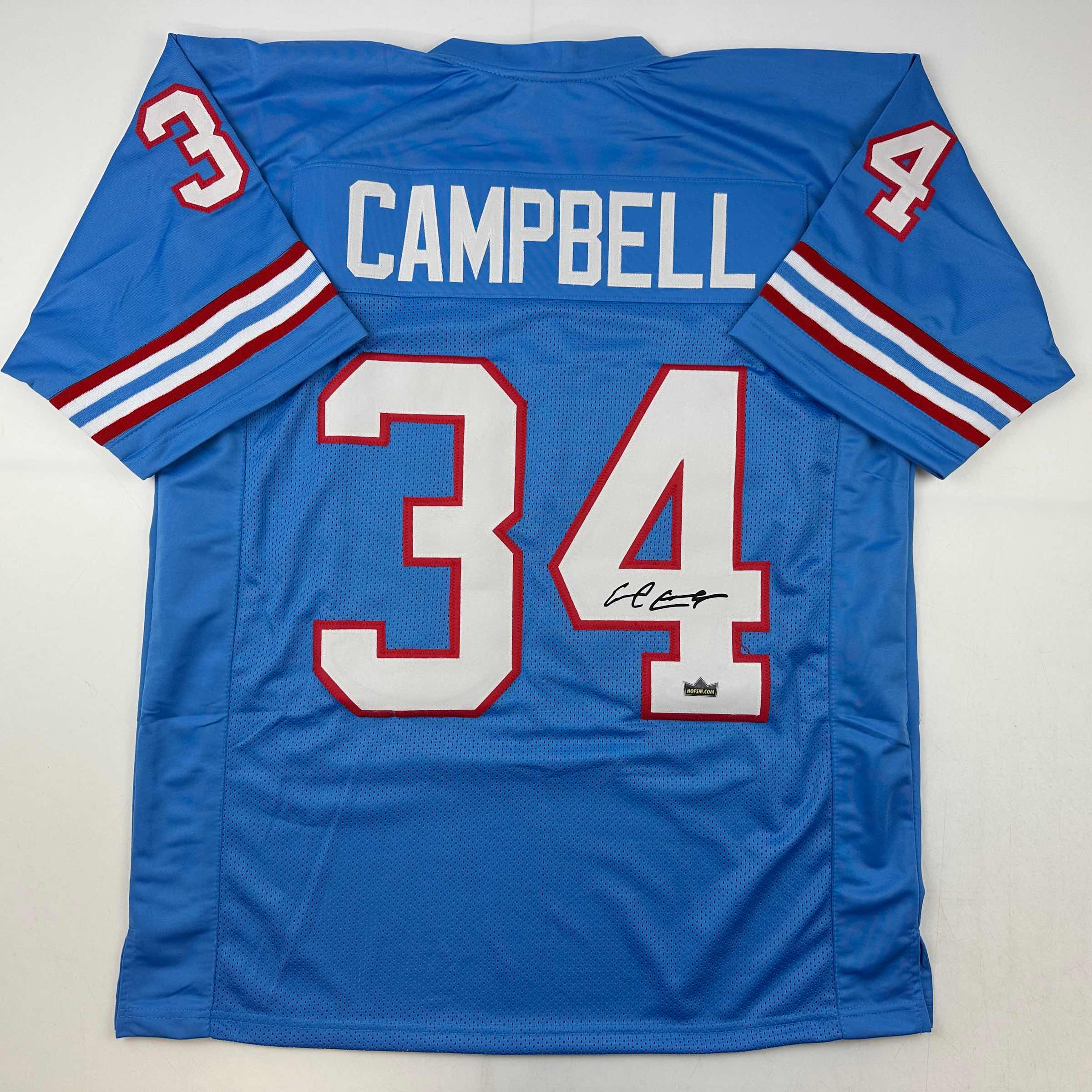 Facsimile Autographed Earl Campbell Houston Blue Reprint Laser Auto Football Jersey Size Men's XL