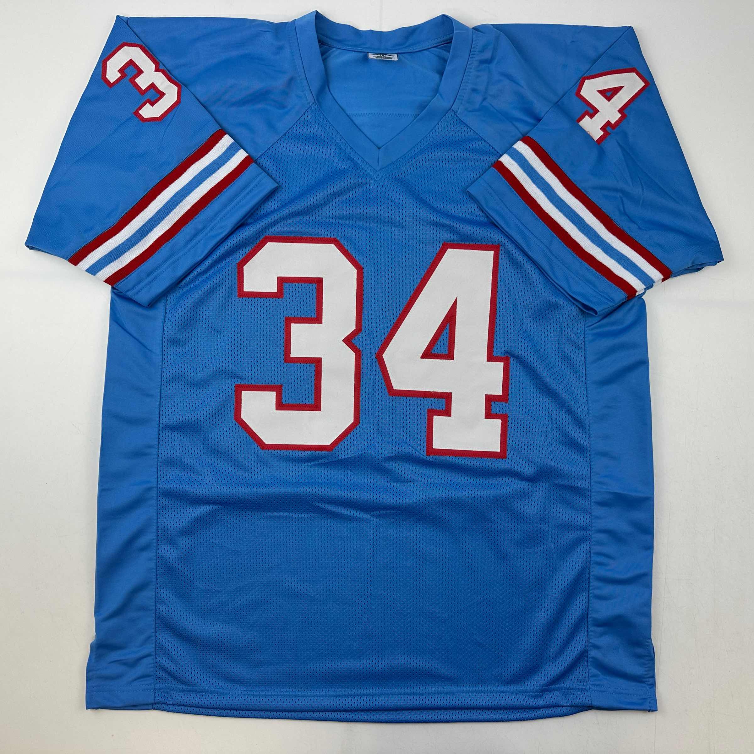Facsimile Autographed Earl Campbell Houston Blue Reprint Laser Auto Football Jersey Size Men's XL