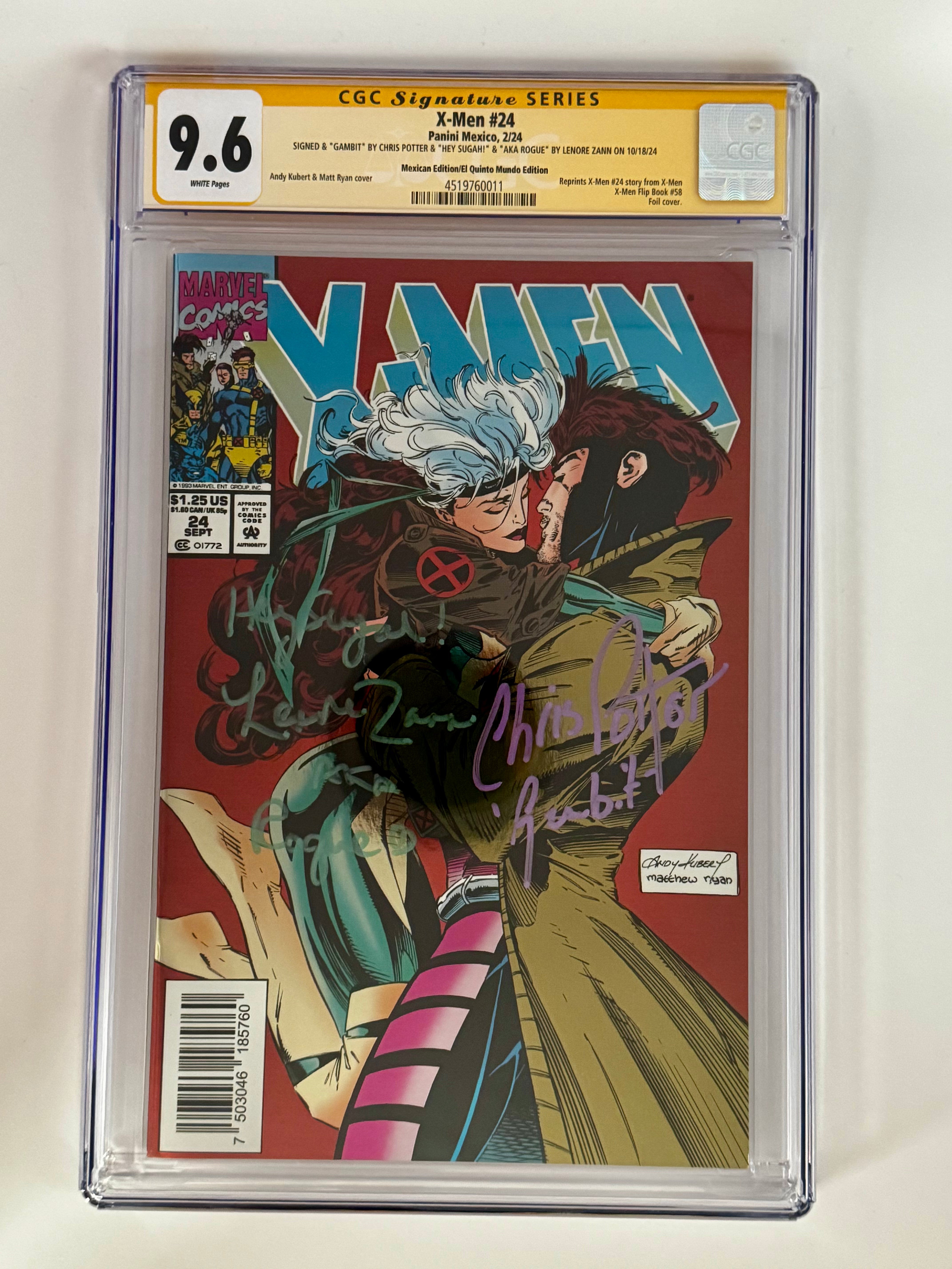 X-MEN #24 MEXICO FOIL FACSIMILE DOUBLE SIGNED CHRIS POTTER & LENORE ZANN CGC 9.6 SS YL