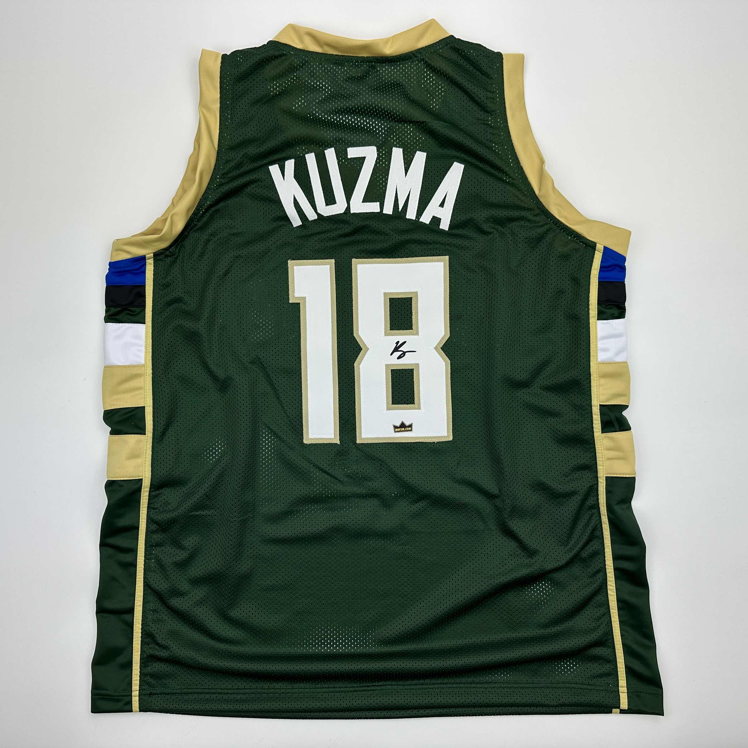 Facsimile Autographed Kyle Kuzma Milwaukee Green Reprint Laser Auto Basketball Jersey Size Men's XL