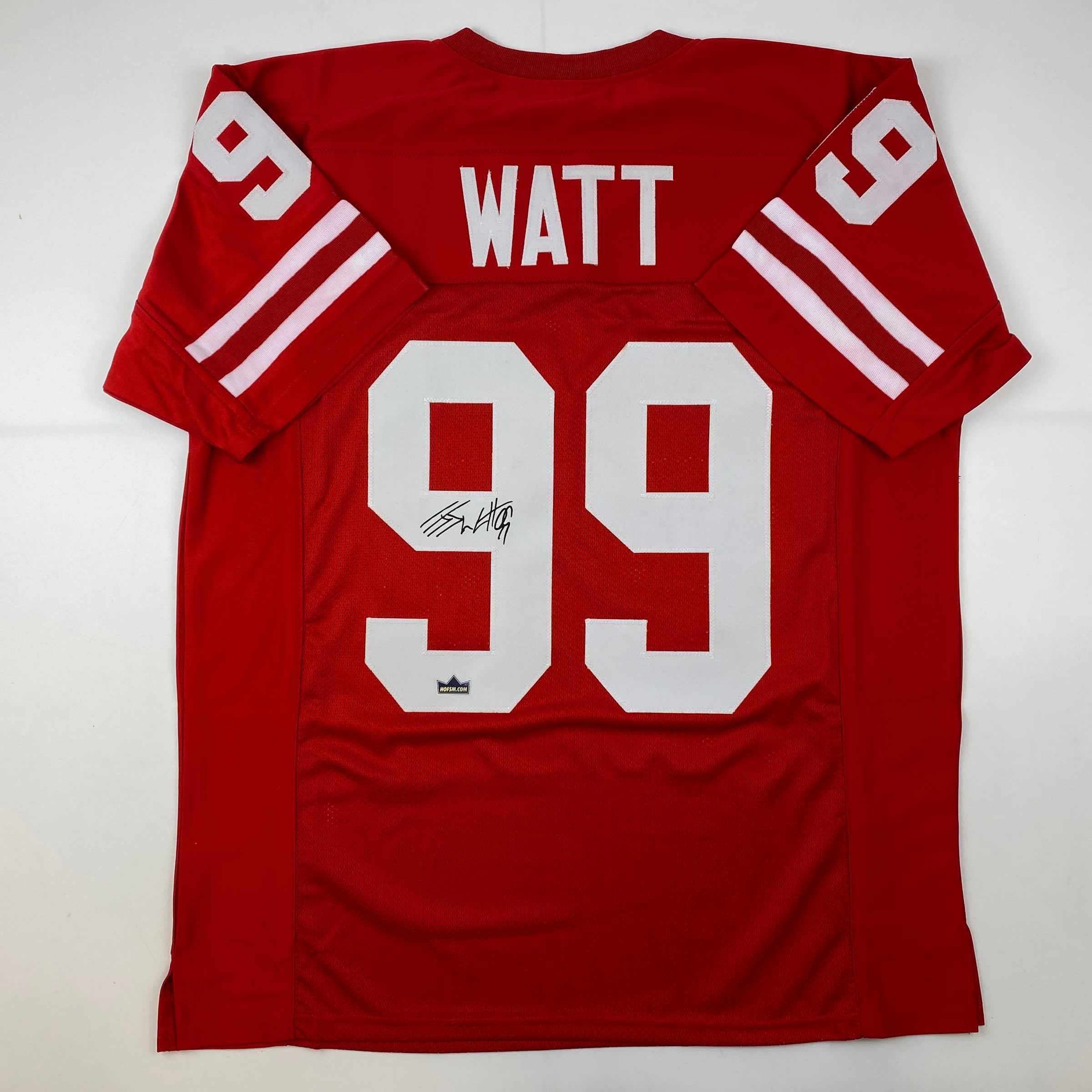Facsimile Autographed J.J. JJ Watt Wisconsin Red Reprint Laser Auto College Football Jersey Size Men's XL