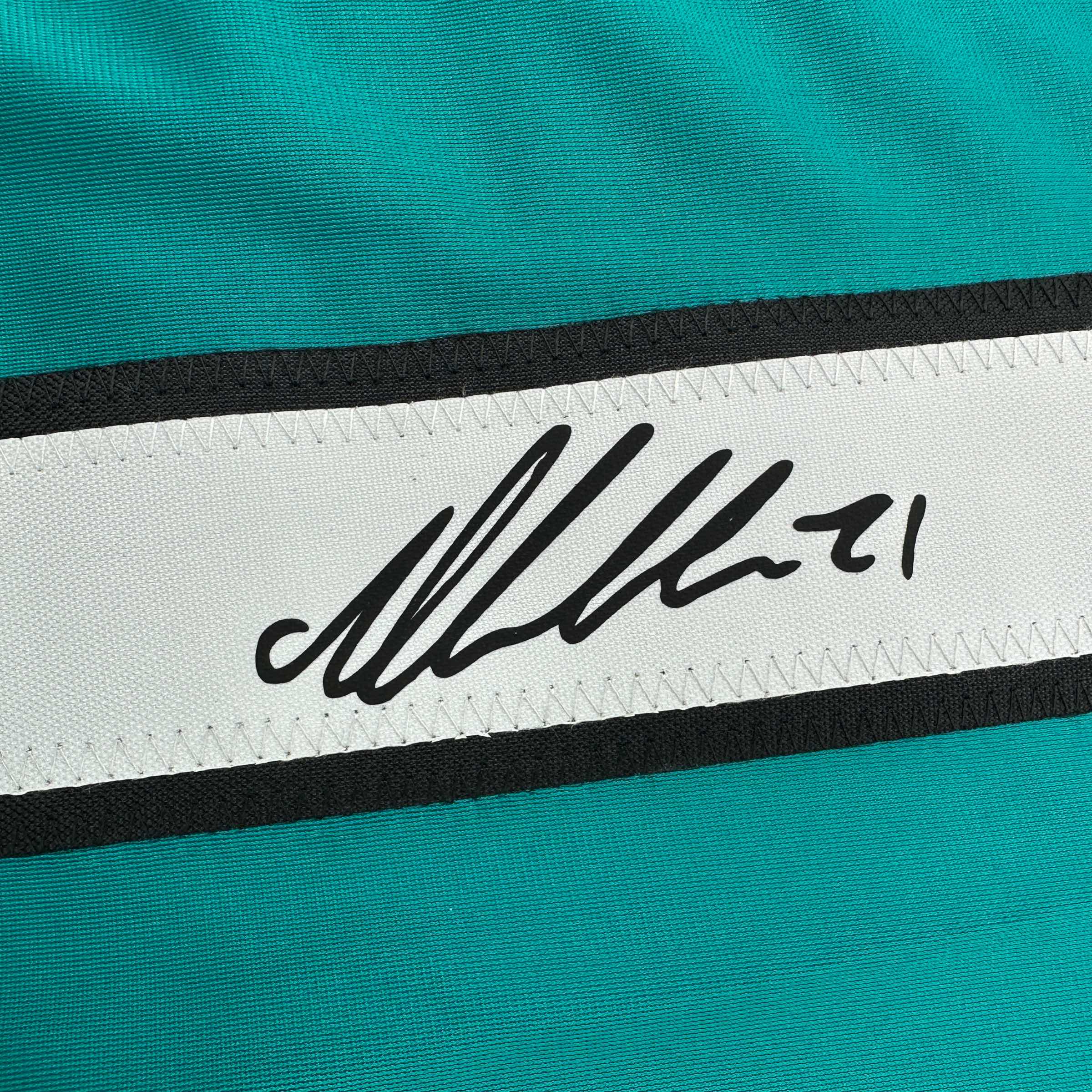 Facsimile Autographed Macklin Celebrini San Jose Teal Reprint Laser Auto Hockey Jersey Size Men's XL