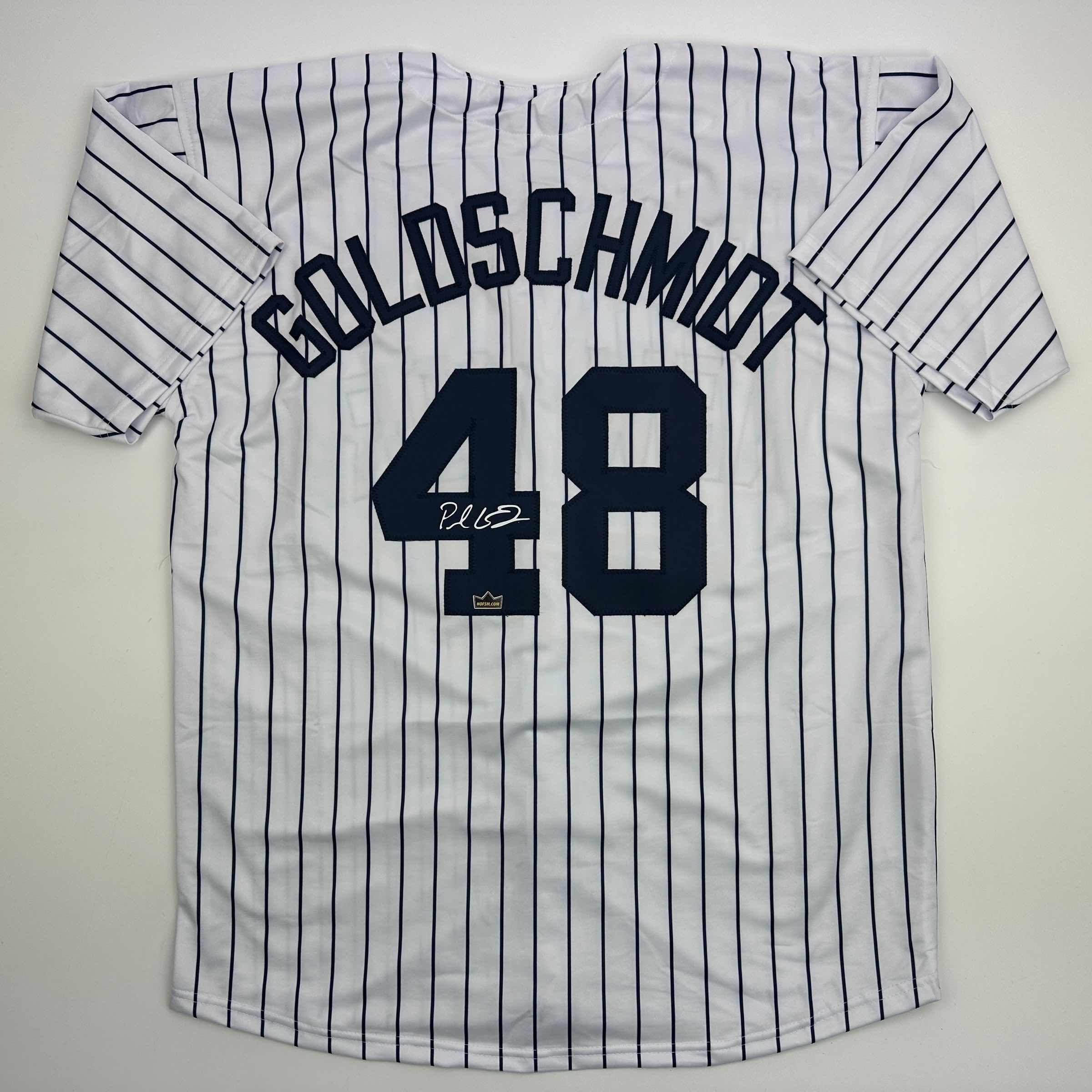 Facsimile Autographed Paul Goldschmidt New York Pinstripe Reprint Laser Auto Baseball Jersey Size Men's XL