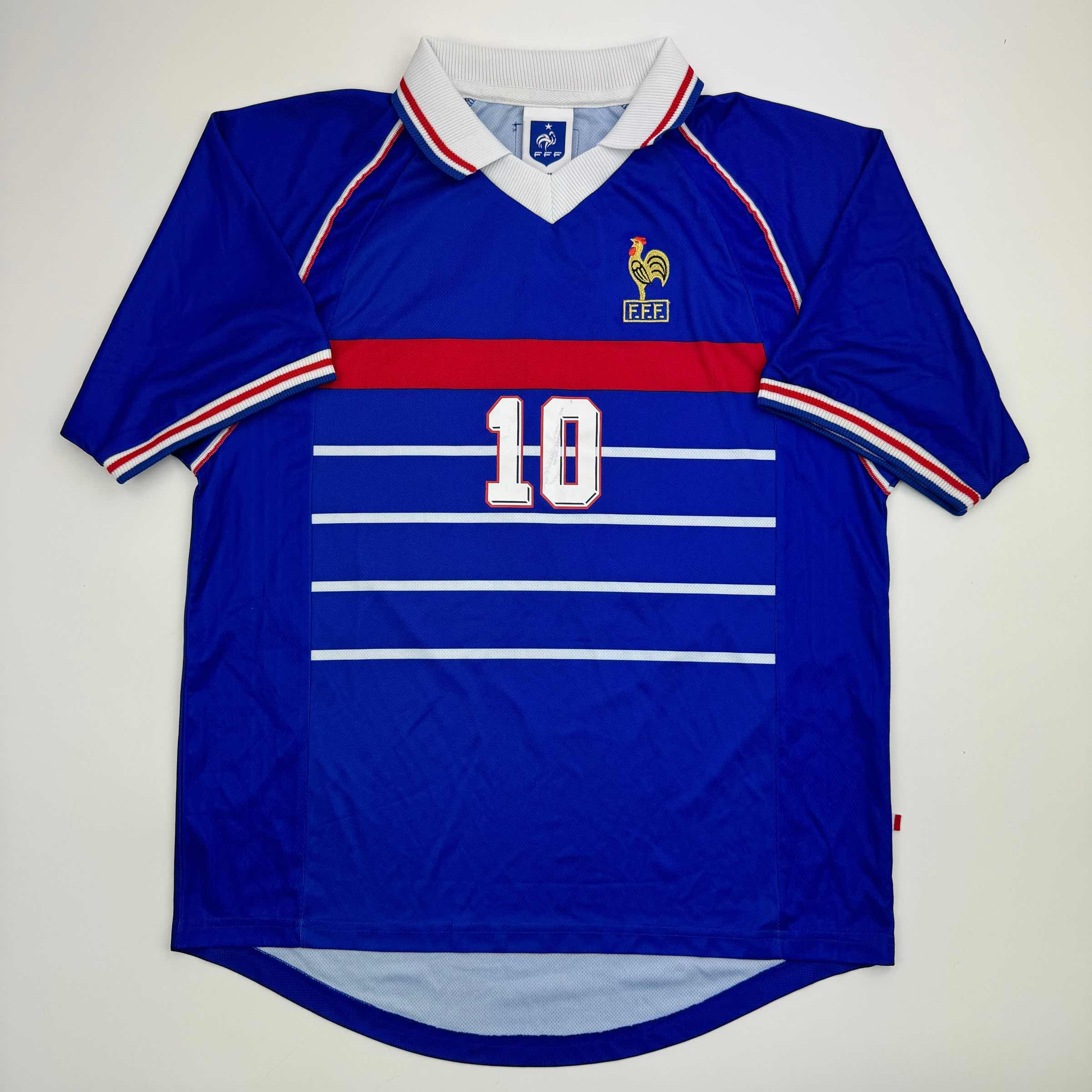 Autographed/Signed Zinedine Zidane France French National Team Blue Soccer Jersey Beckett BAS COA