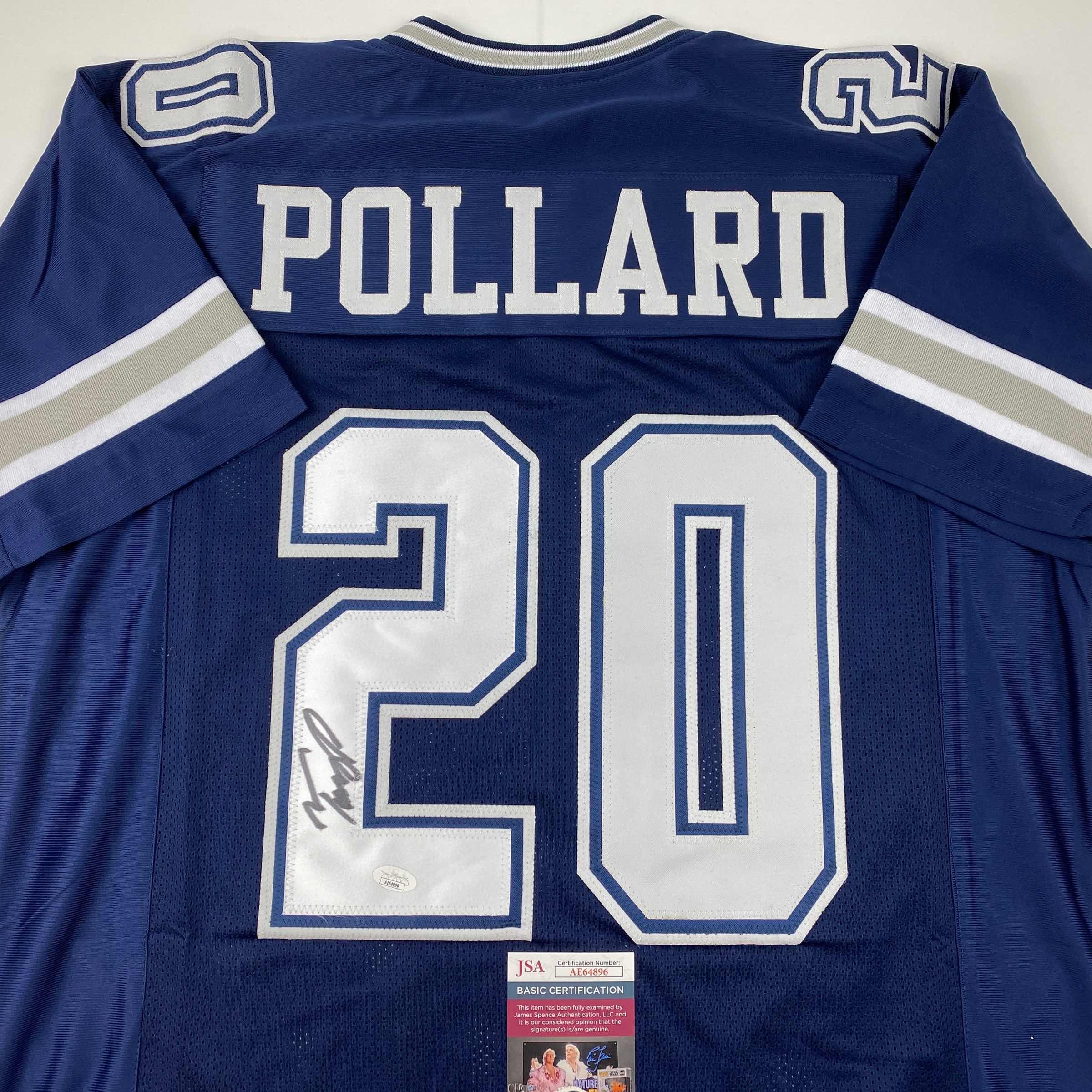 Autographed/Signed Tony Pollard Dallas Blue Football Jersey JSA COA