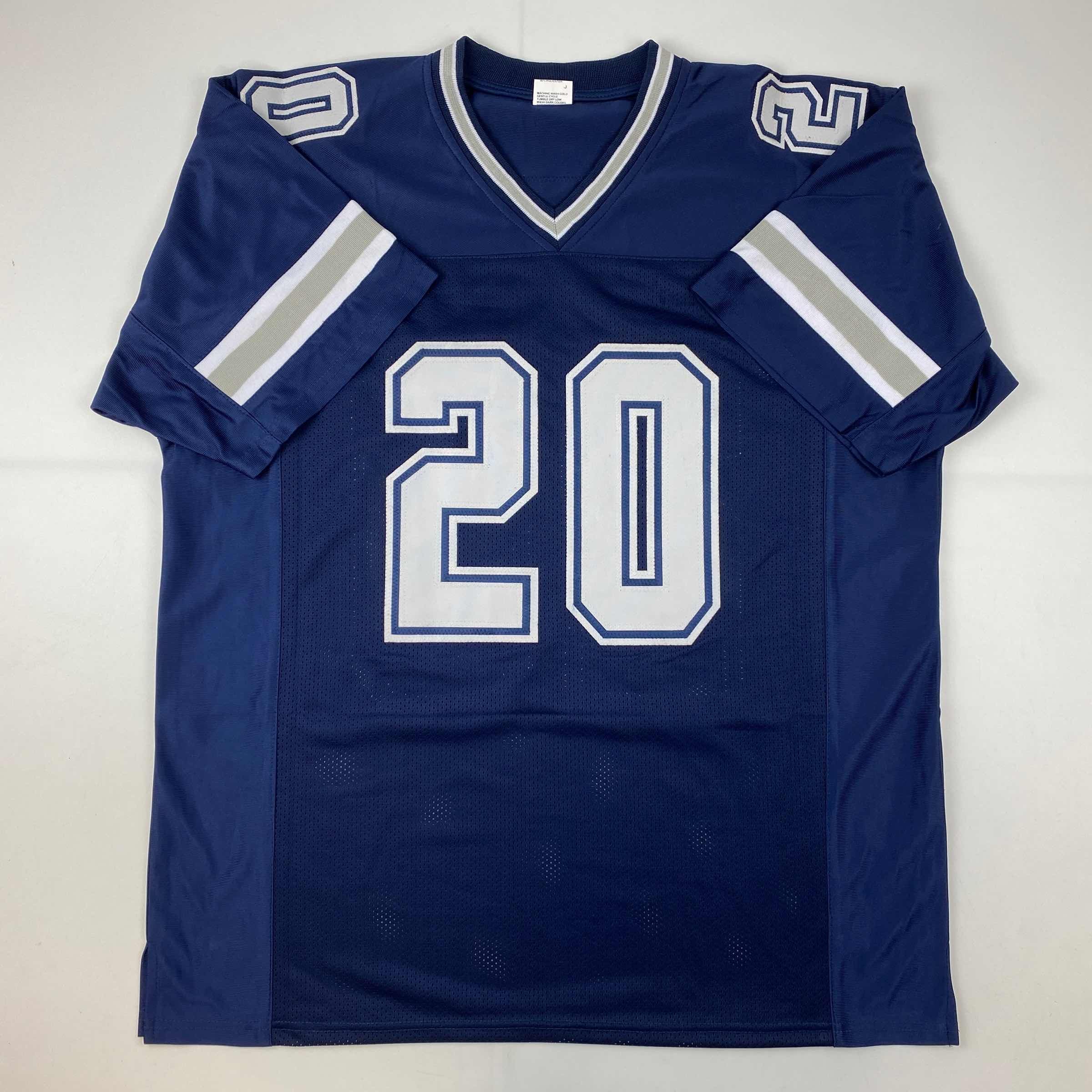 Autographed/Signed Tony Pollard Dallas Blue Football Jersey JSA COA