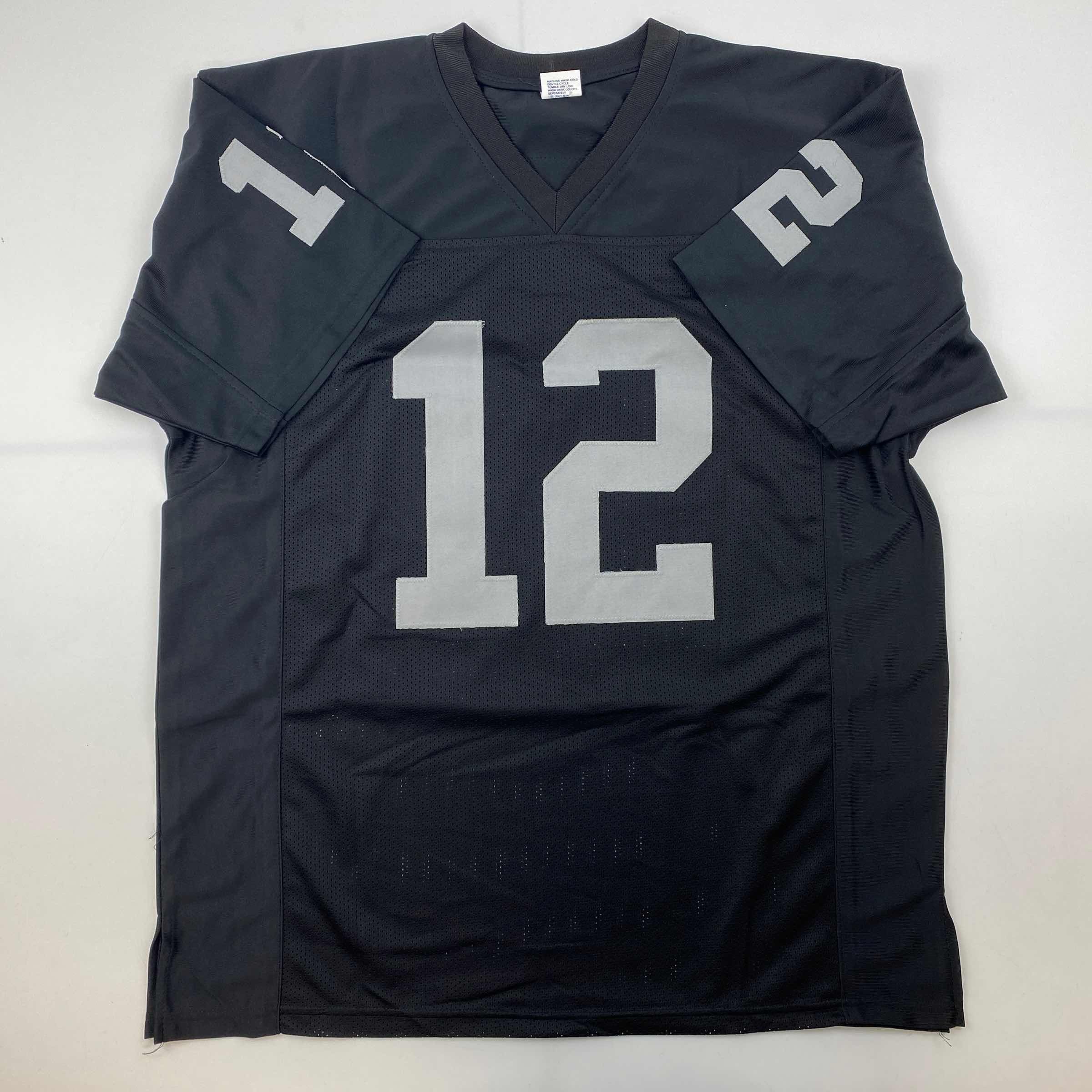 Facsimile Autographed Ken Stabler Oakland Las Vegas Black Reprint Laser Auto Football Jersey Size Men's XL