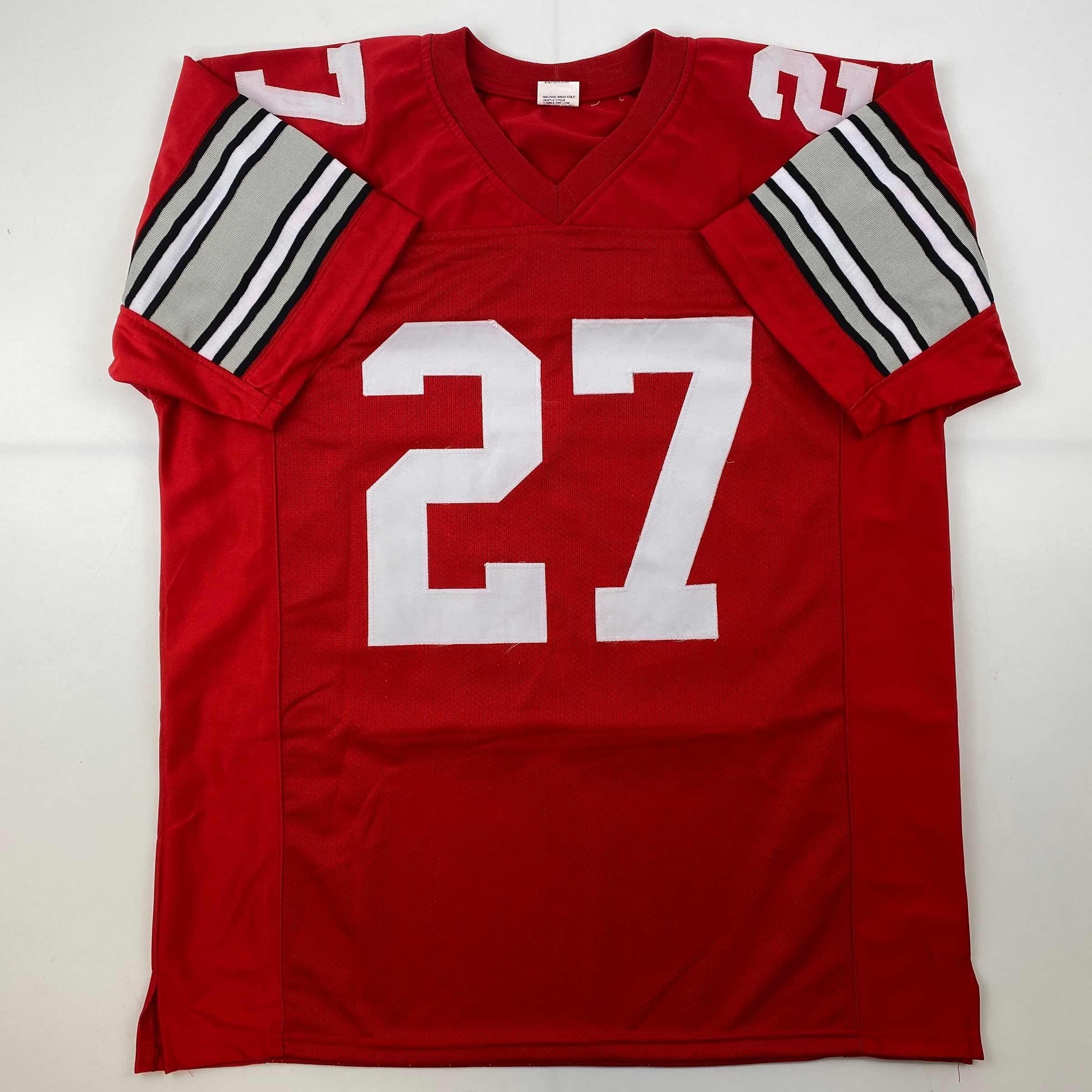 Facsimile Autographed Eddie George Ohio State Red Reprint Laser Auto College Football Jersey Size Men's XL