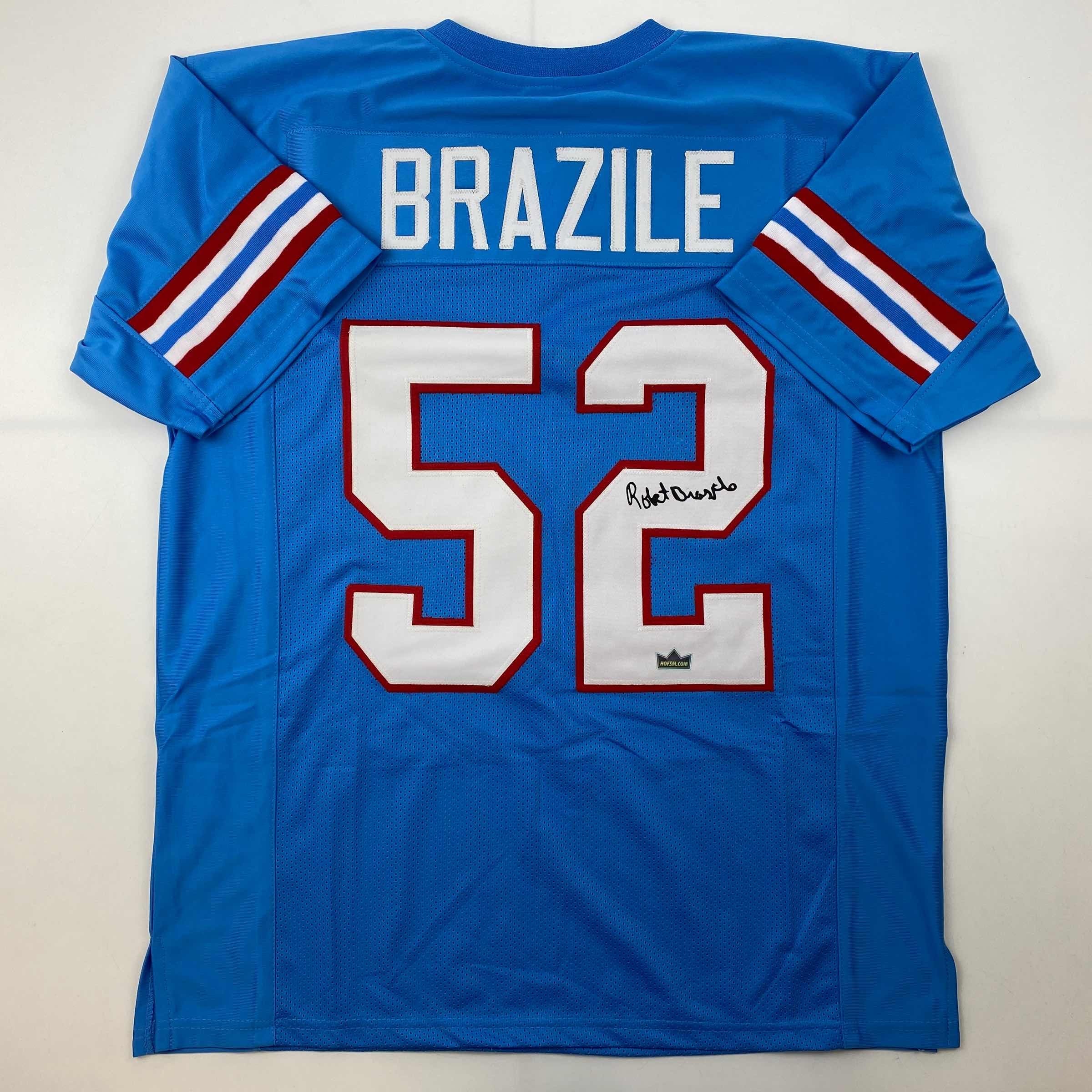 Facsimile Autographed Robert Brazile Houston Blue Reprint Laser Auto Football Jersey Size Men's XL