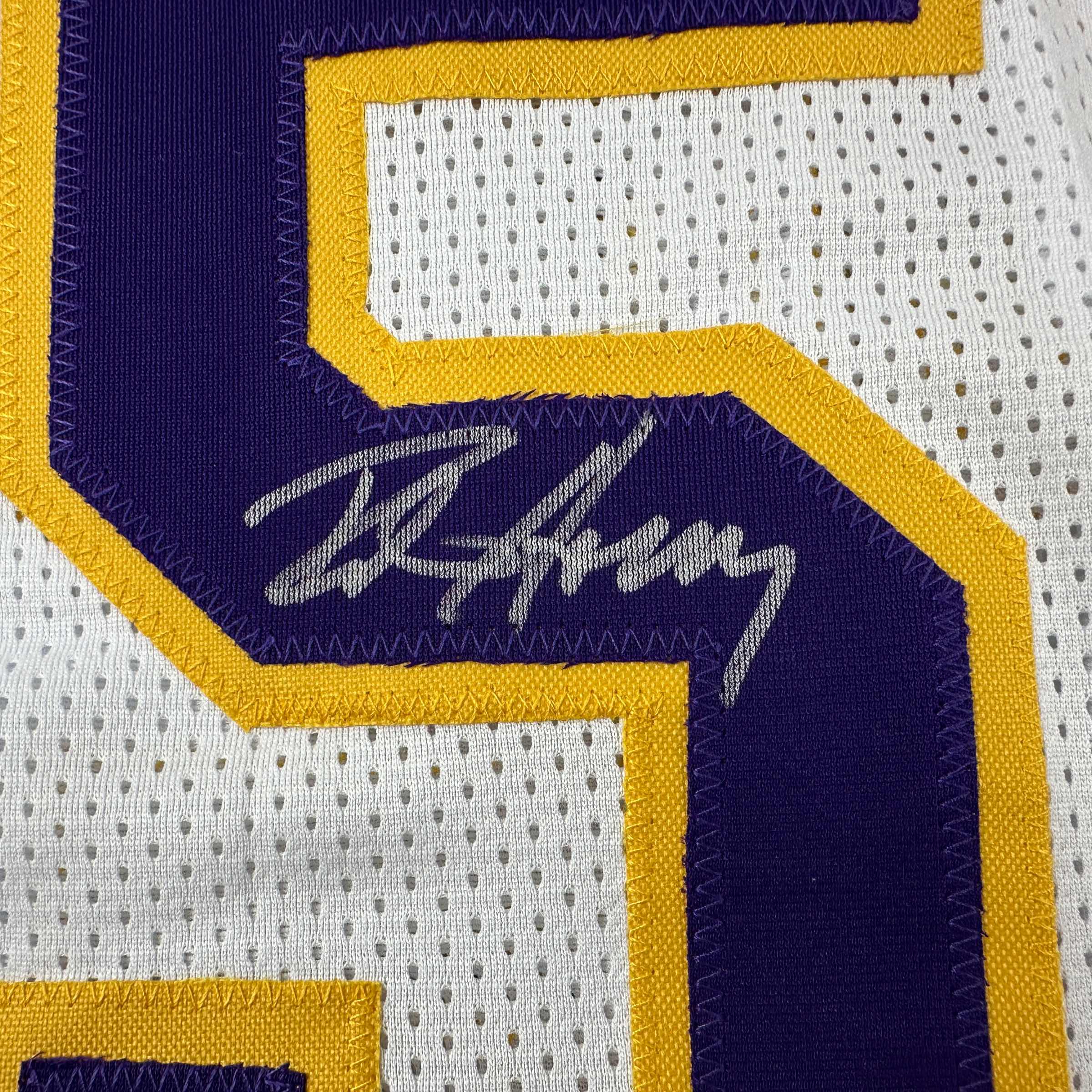 Autographed/Signed Robert Horry Los Angeles LA White Basketball Jersey Beckett BAS COA