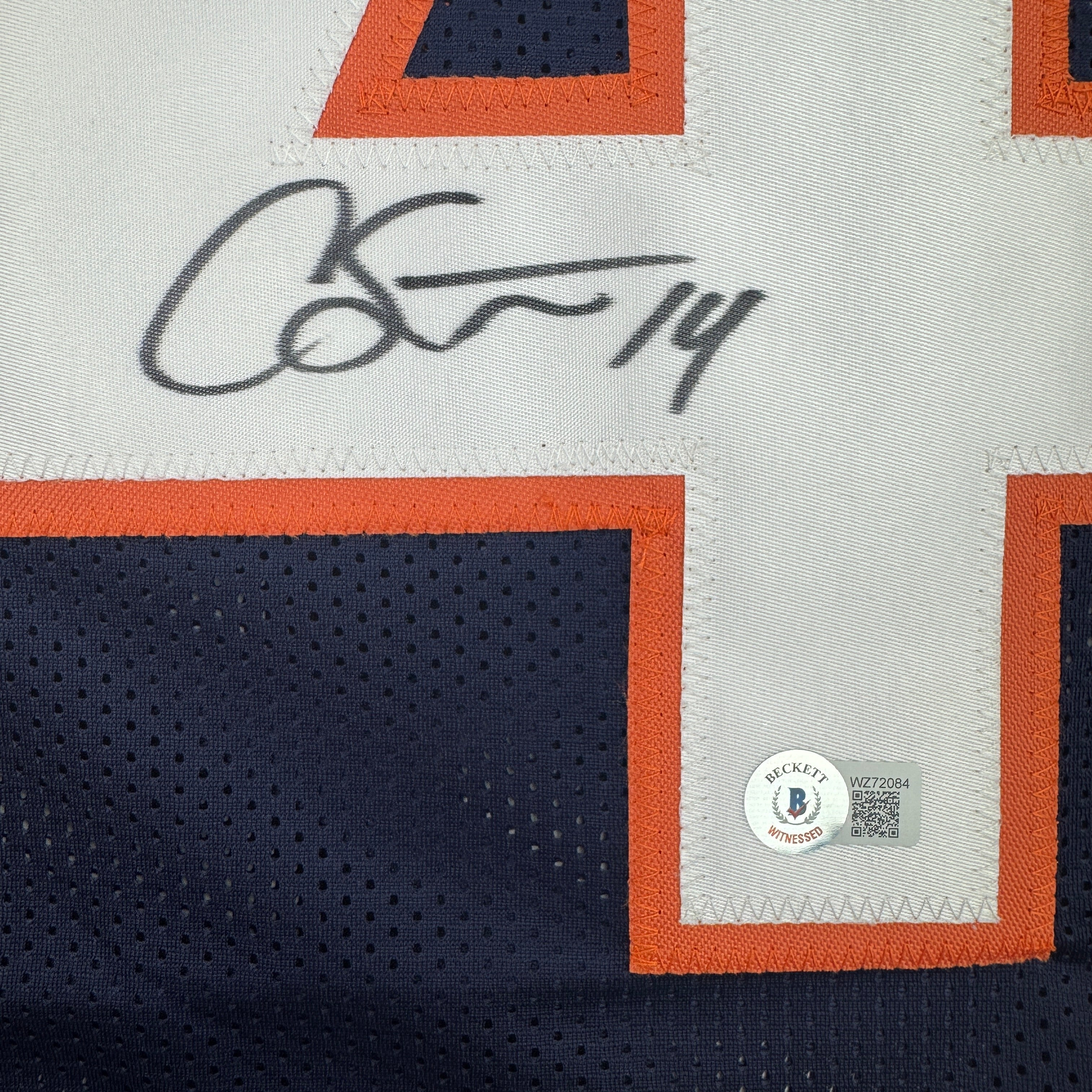 Autographed/Signed Courtland Sutton Denver Blue Football Jersey JSA COA