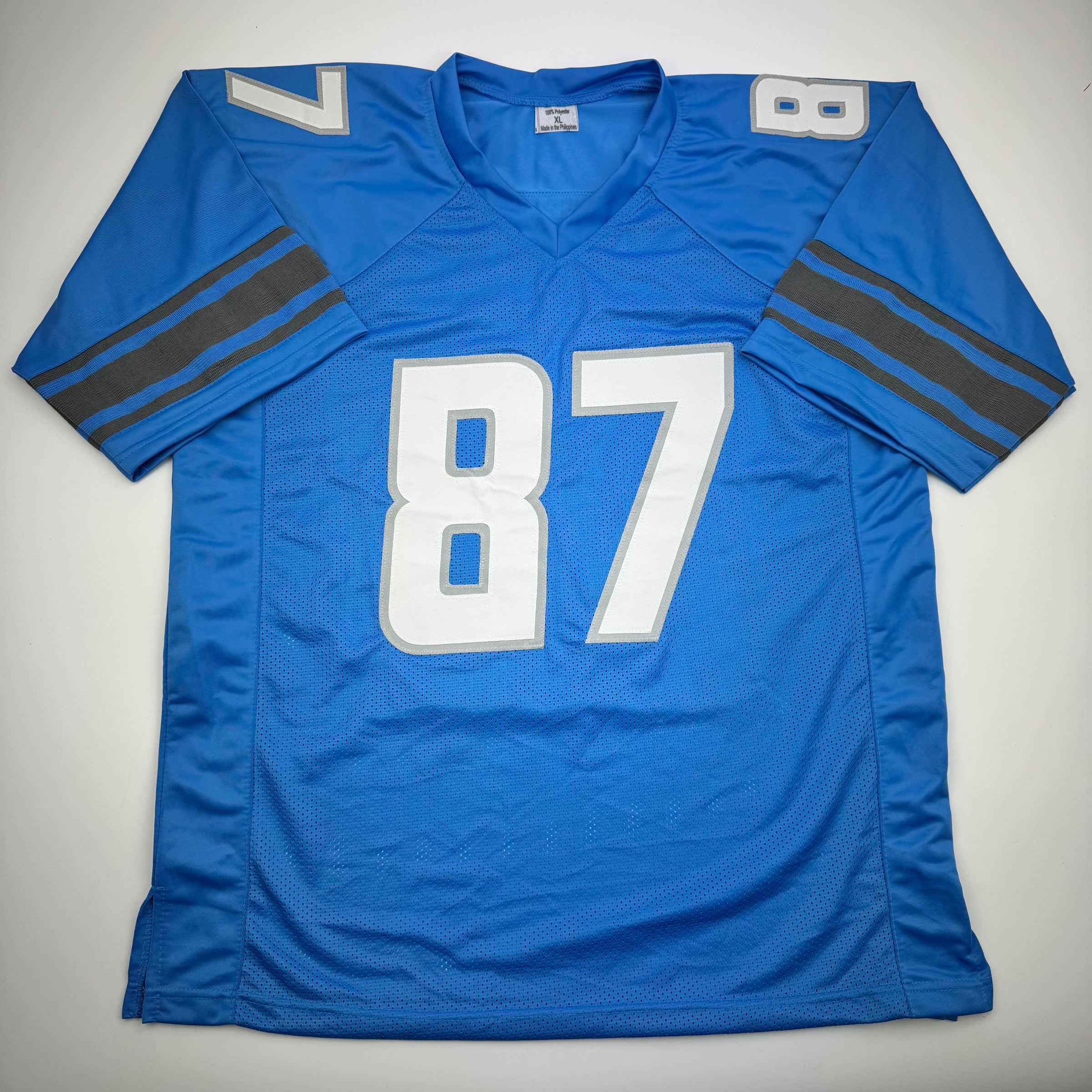Autographed/Signed Sam LaPorta Detroit Blue Football Jersey Beckett BAS COA