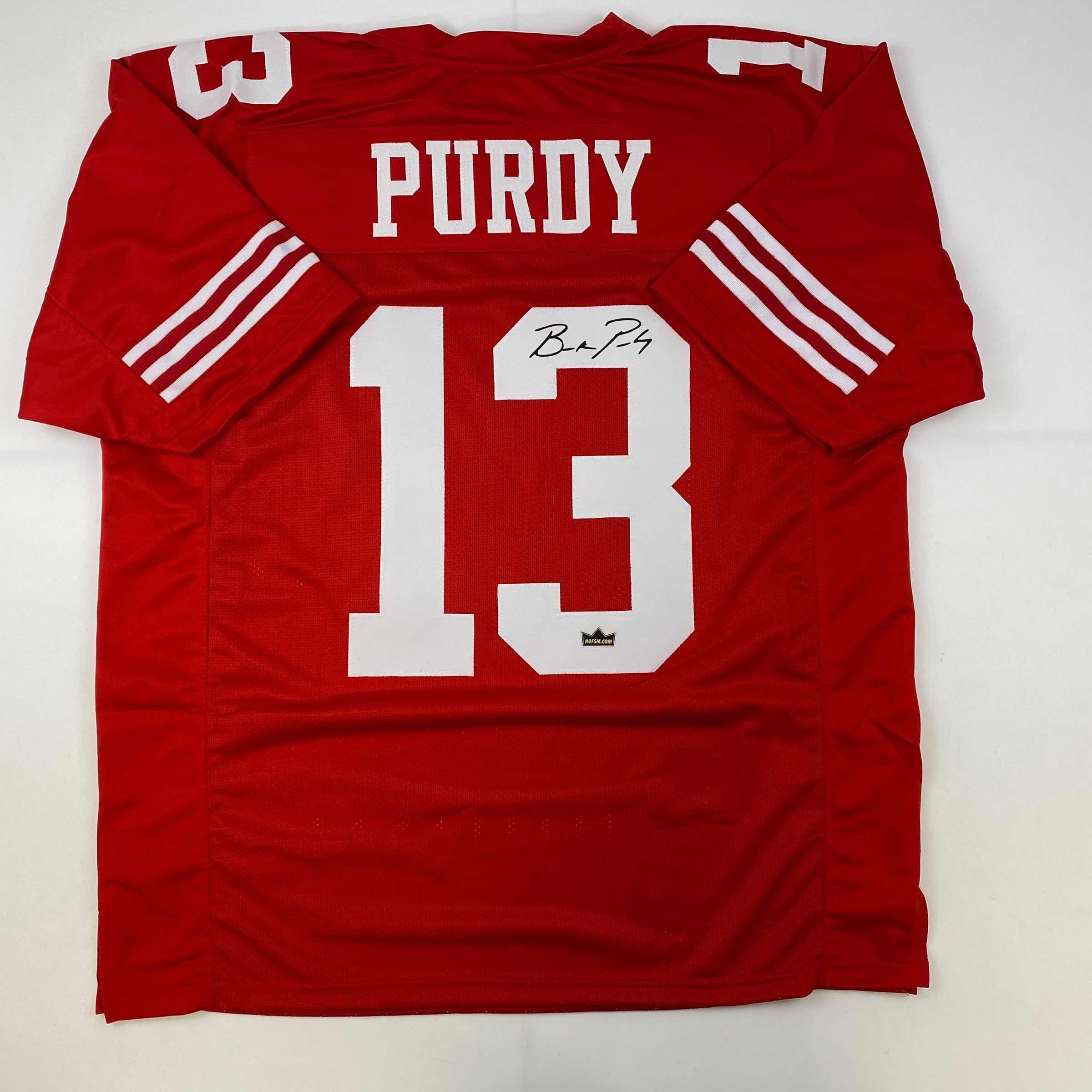 Facsimile Autographed Brock Purdy San Francisco Red Reprint Laser Auto Football Jersey Size Men's XL